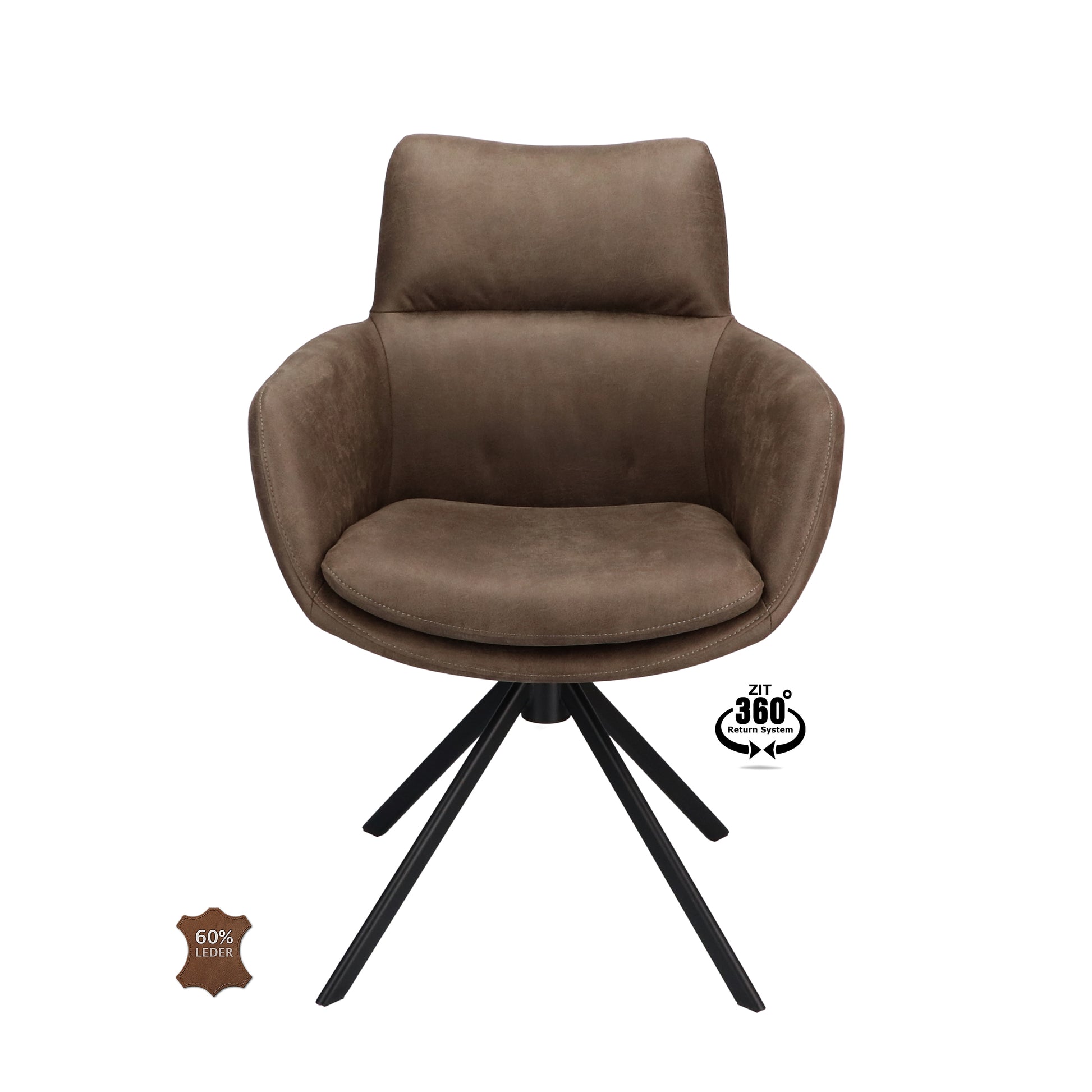 Armstoel Soho Microleder Bull Wood Leg Black 360° Return-system