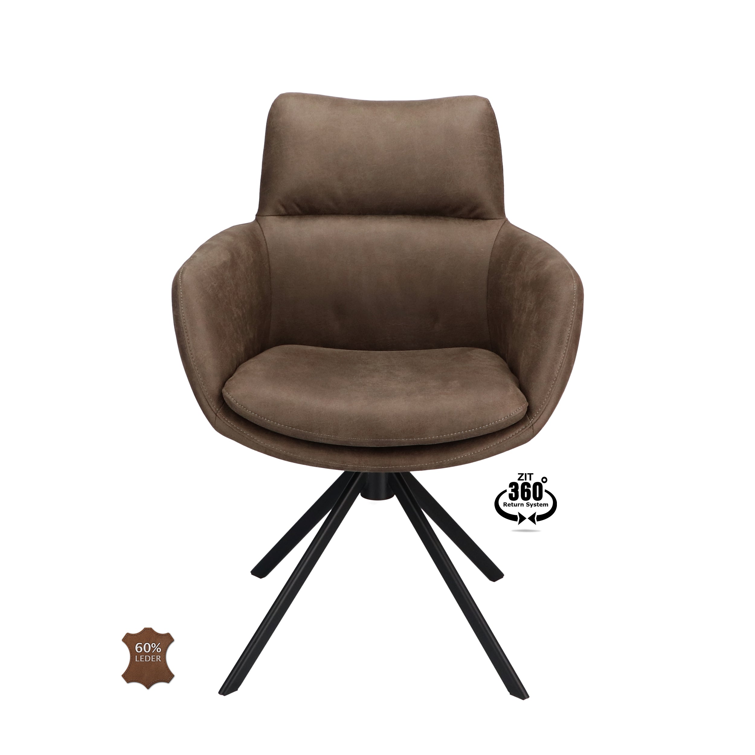 Armstoel Soho Microleder Bull Wood Leg Black 360° Return-system