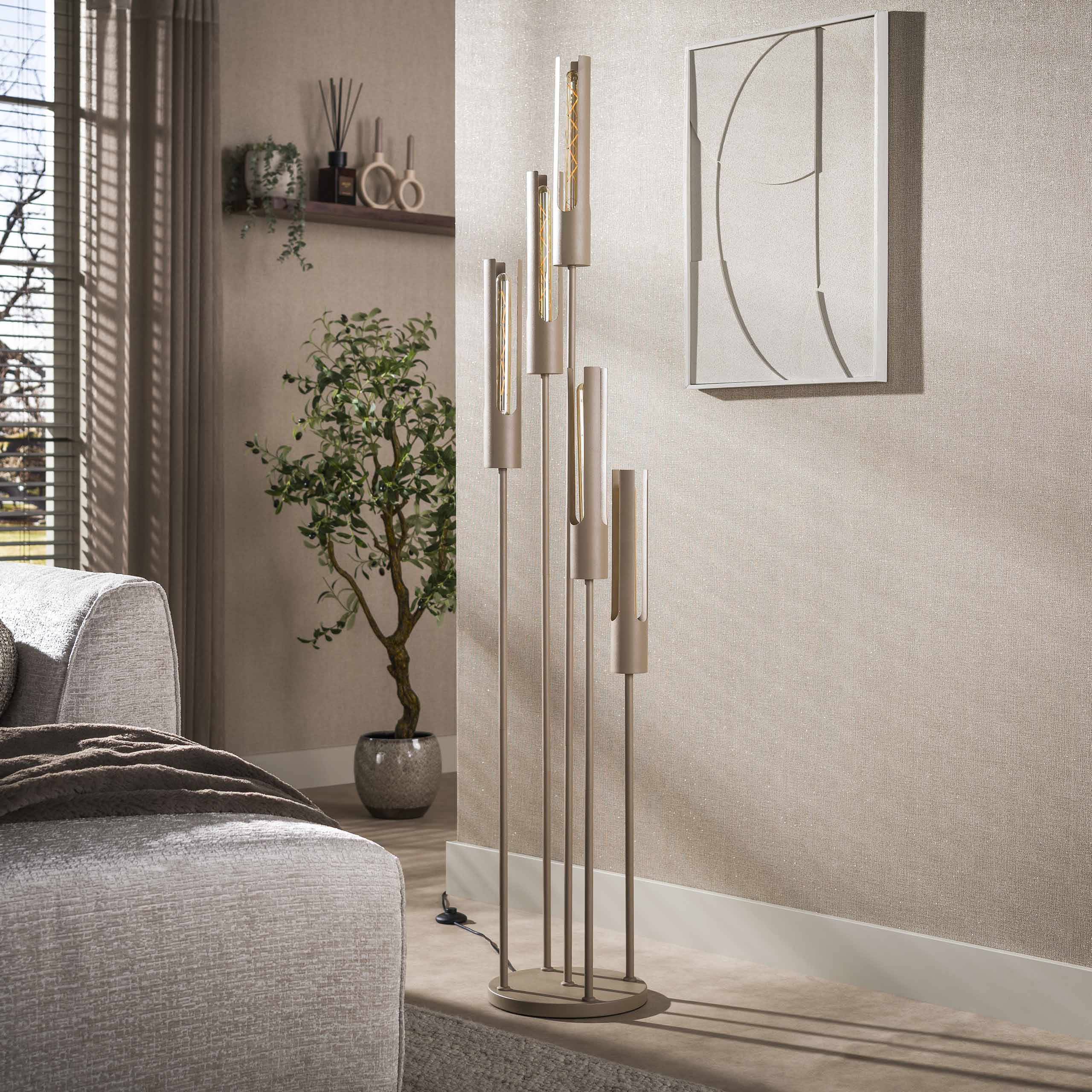 Vloerlamp Tube getrapt 5-lichts / Beige