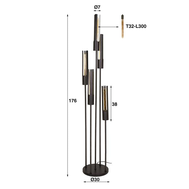 Vloerlamp 5L getrapt tube