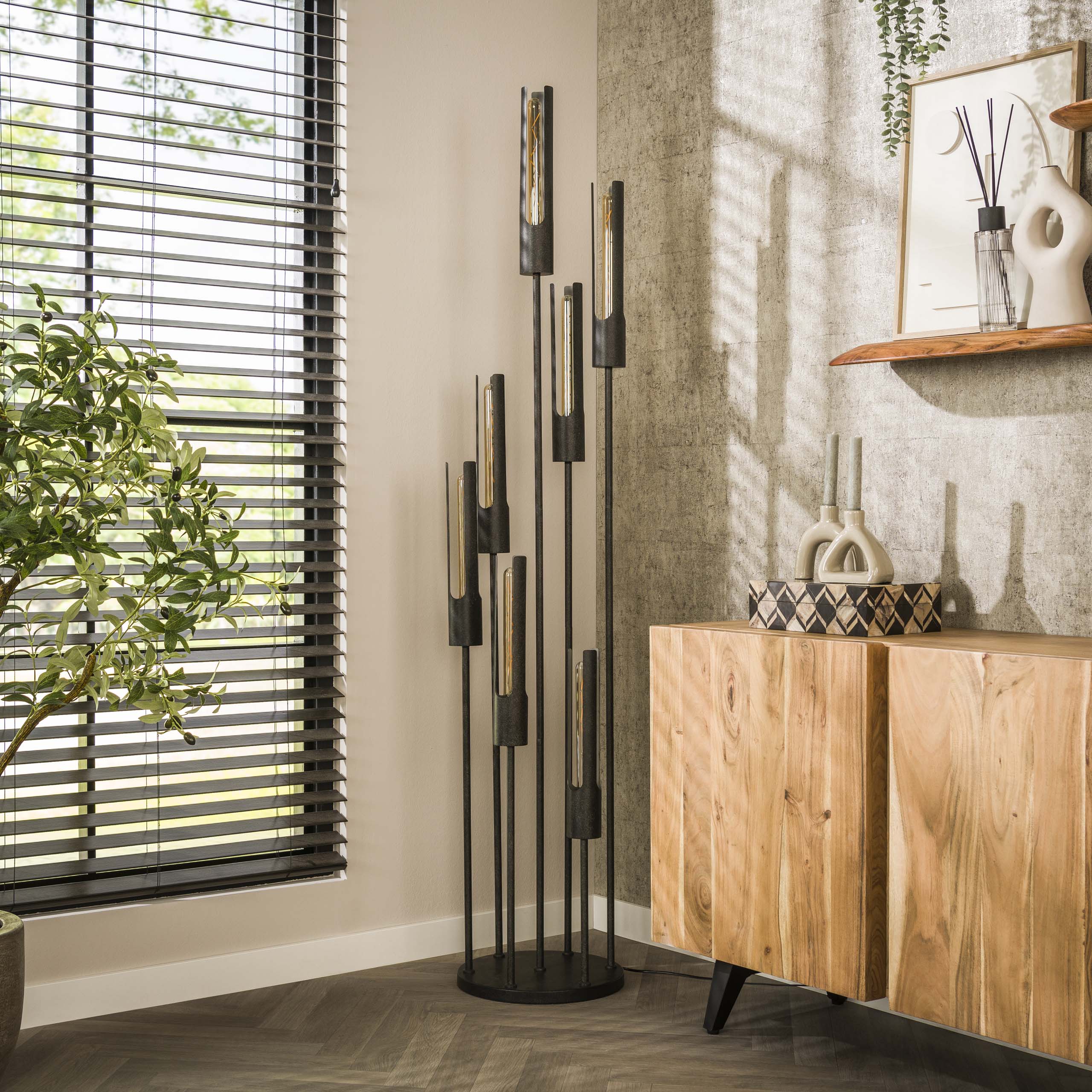Vloerlamp Tube Getrapt 7 Lichts Artic Zwart