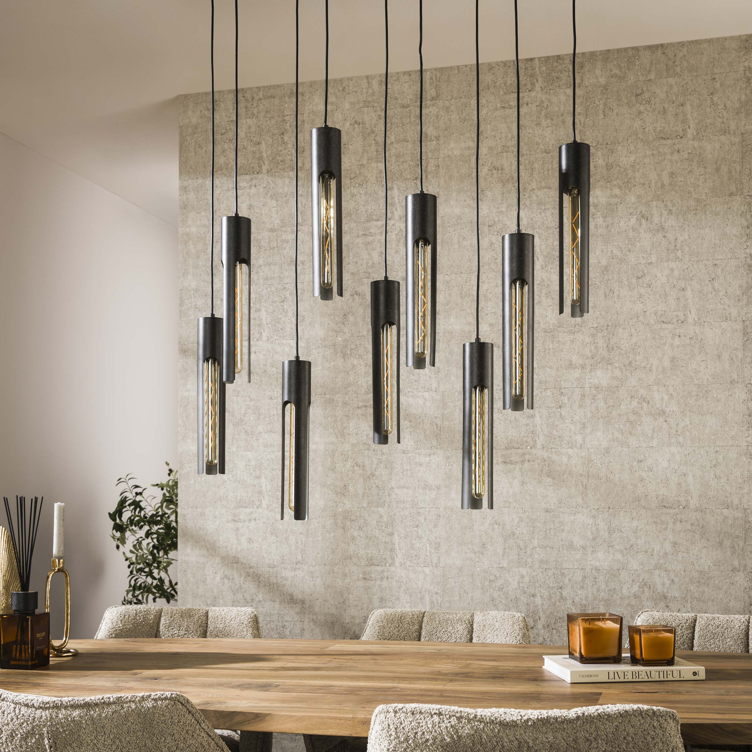 Hanglamp Tube 5 4 Lichts Artic Zwart