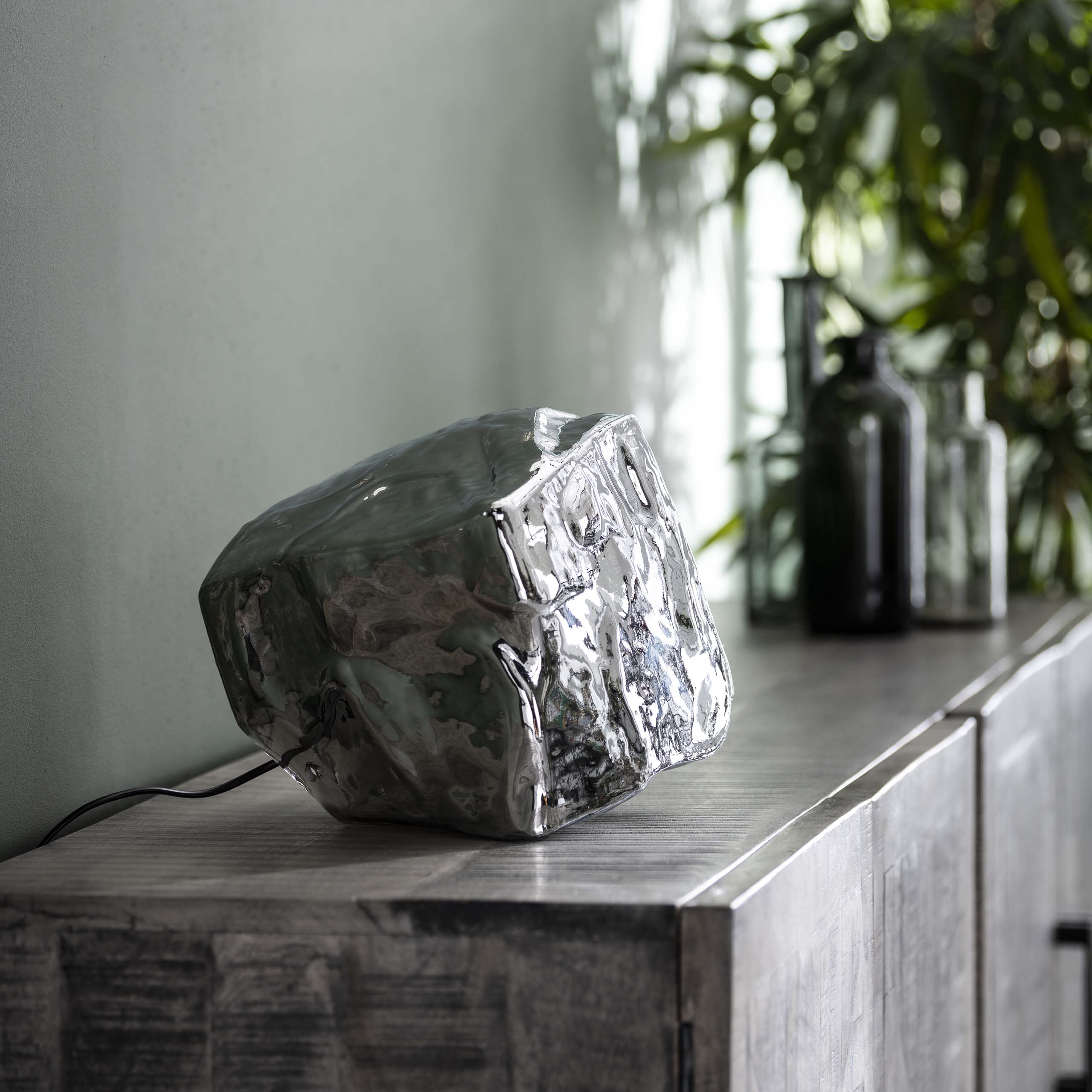Tafellamp Rock 1 Lichts Chroom Glas