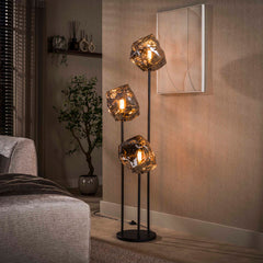 Vloerlamp Rock getrapt 3-lichts / Chroom glas