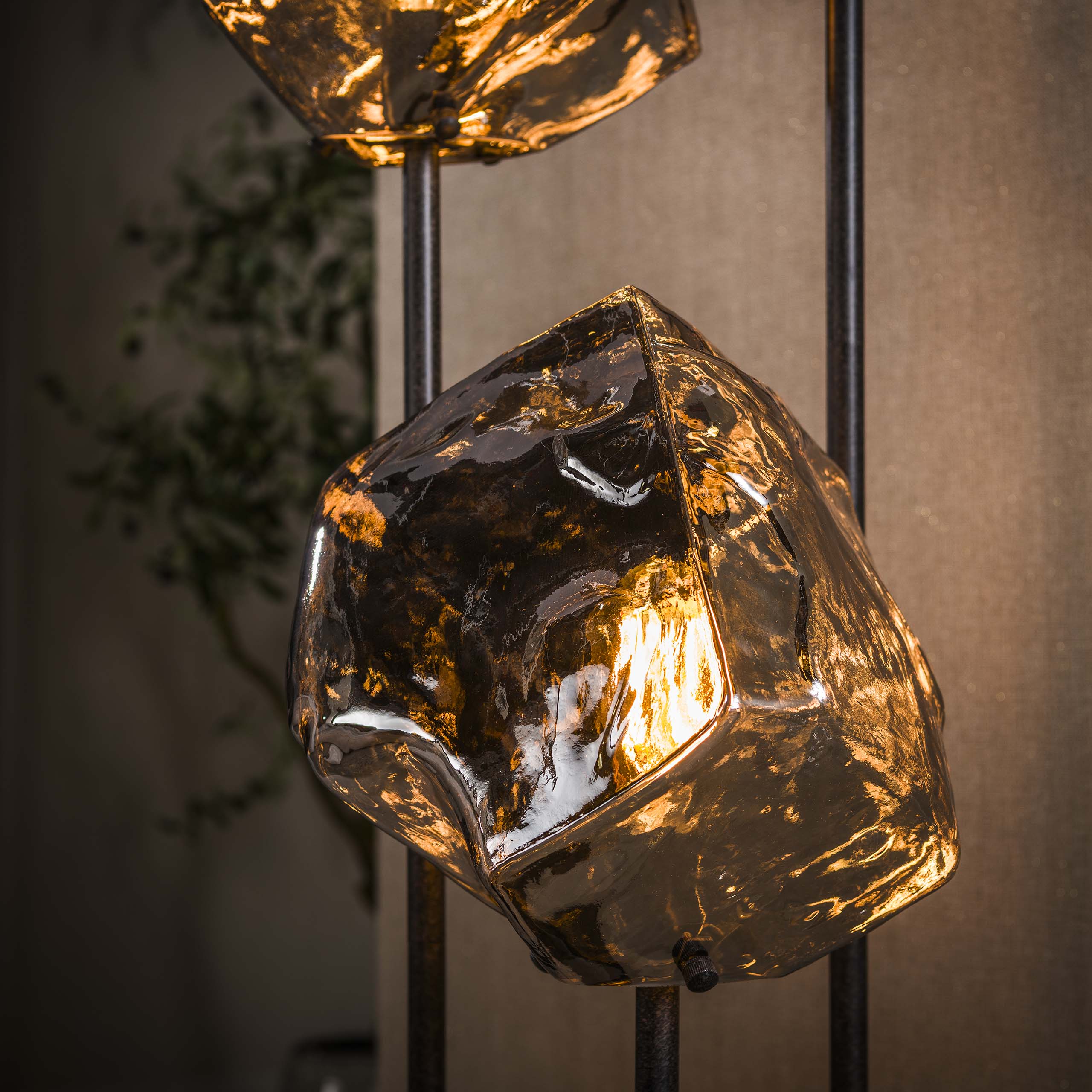 Vloerlamp Rock getrapt 3-lichts / Chroom glas