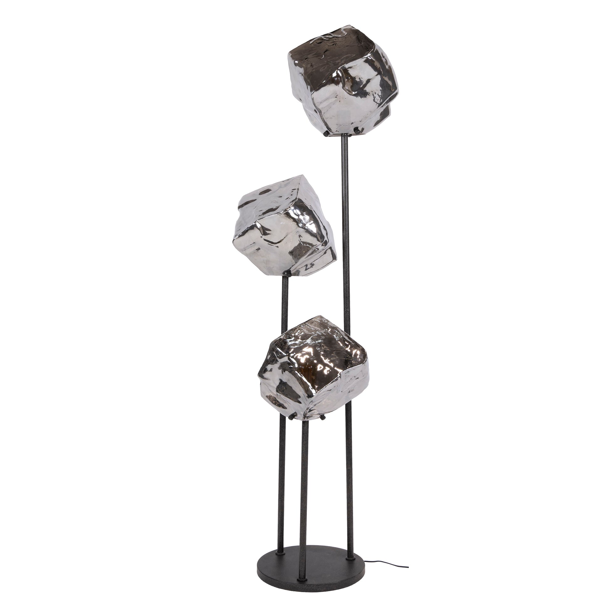 Vloerlamp Rock getrapt 3-lichts / Chroom glas