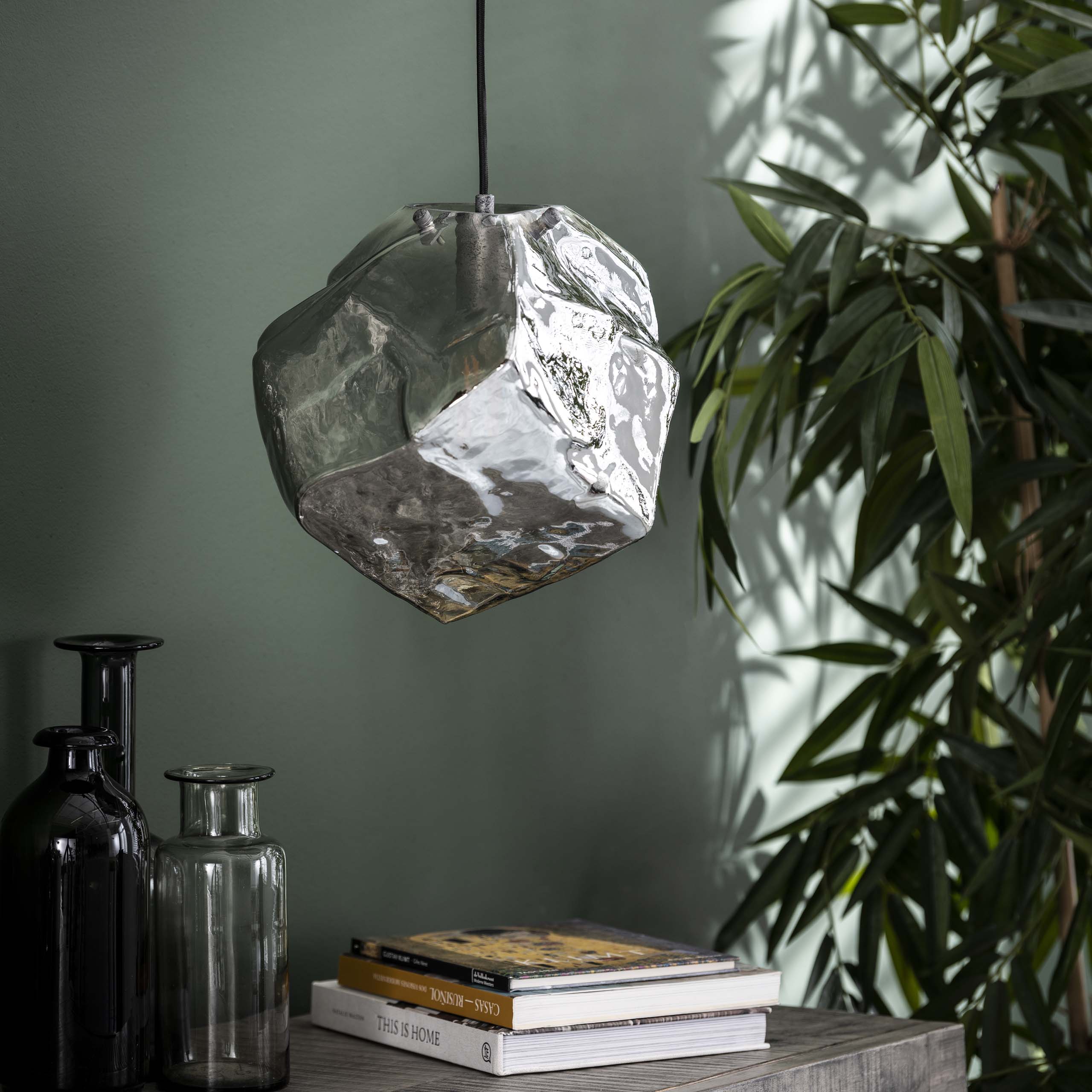 Hanglamp Rock 1 Lichts Chroom Glas