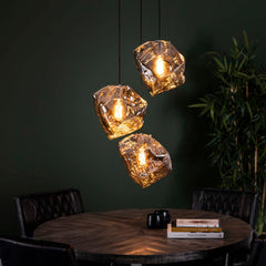 Hanglamp Rock Getrapt 3 Lichts Chroom Glas
