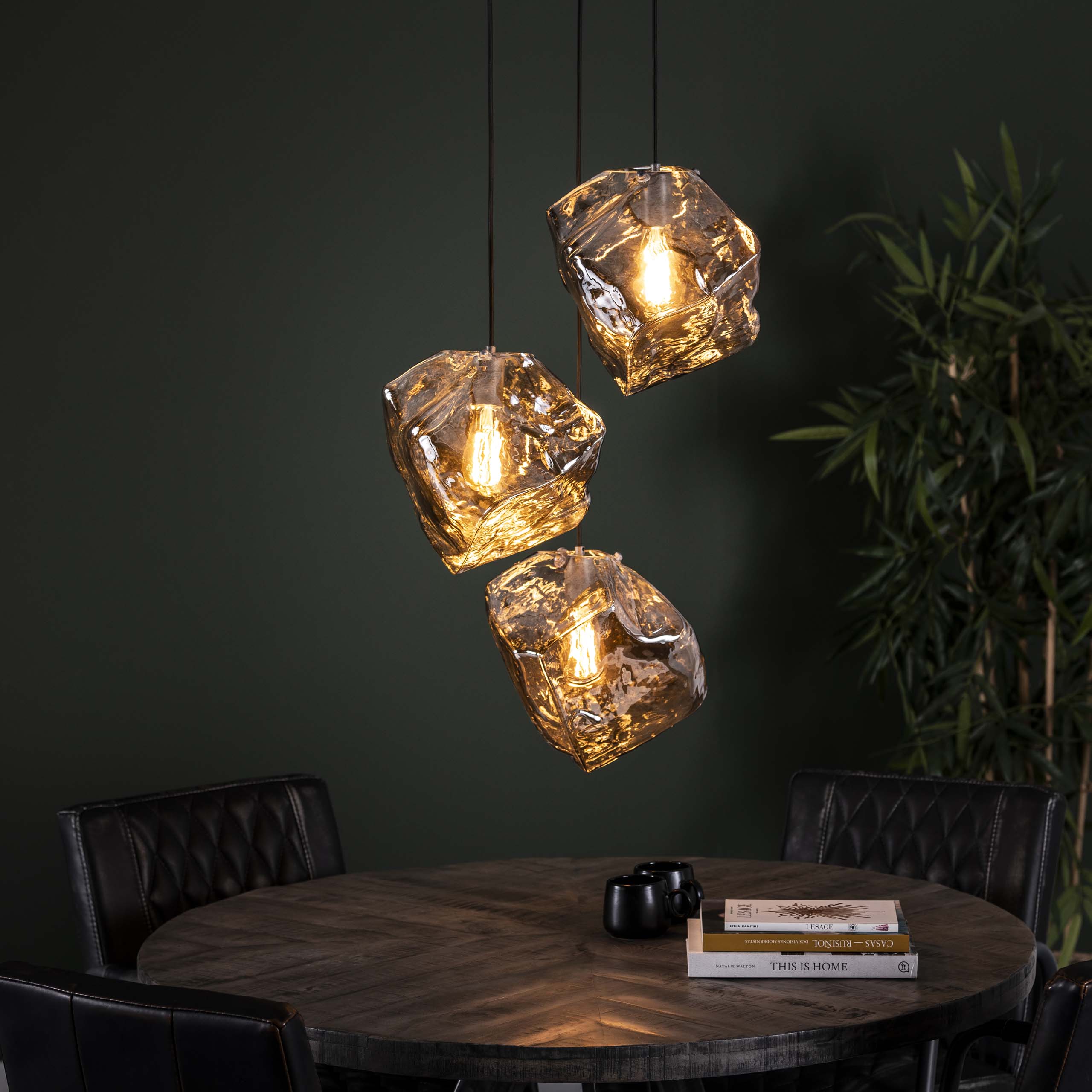 Hanglamp Rock getrapt 3-lichts / Chroom glas