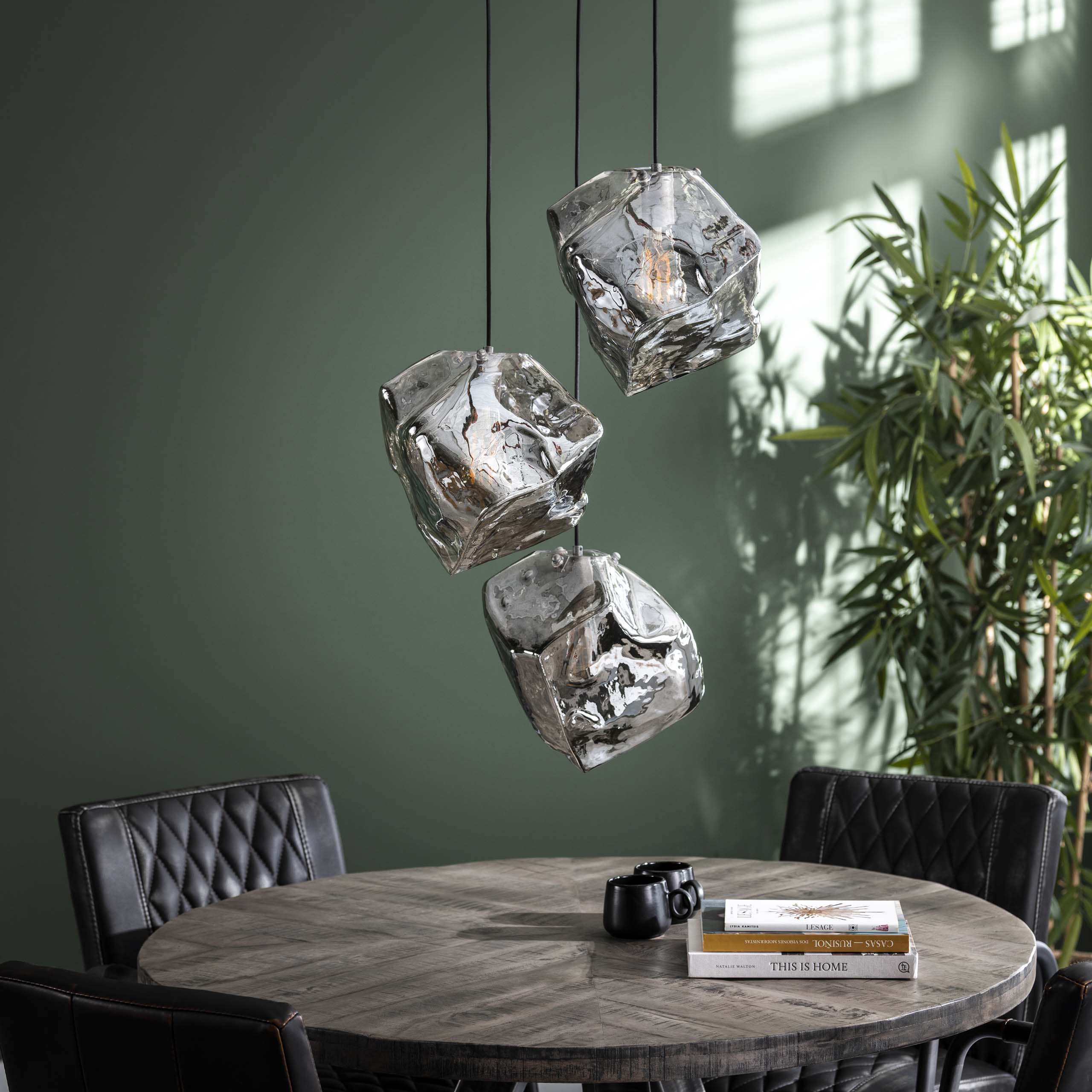 Hanglamp Rock Getrapt 3 Lichts Chroom Glas