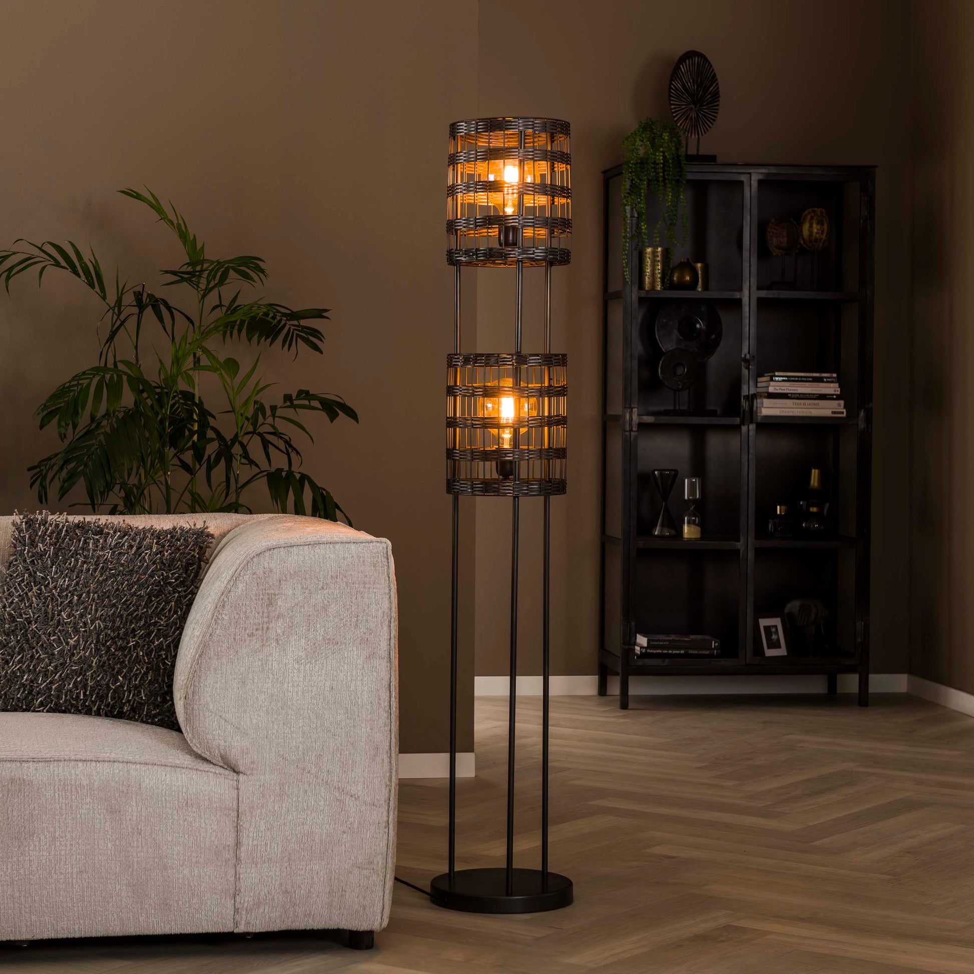 Vloerlamp Metal Blinds 2-lichts / Zwart nikkel