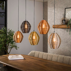 Hanglamp Web 5 Lichts Mat Nikkel Mix