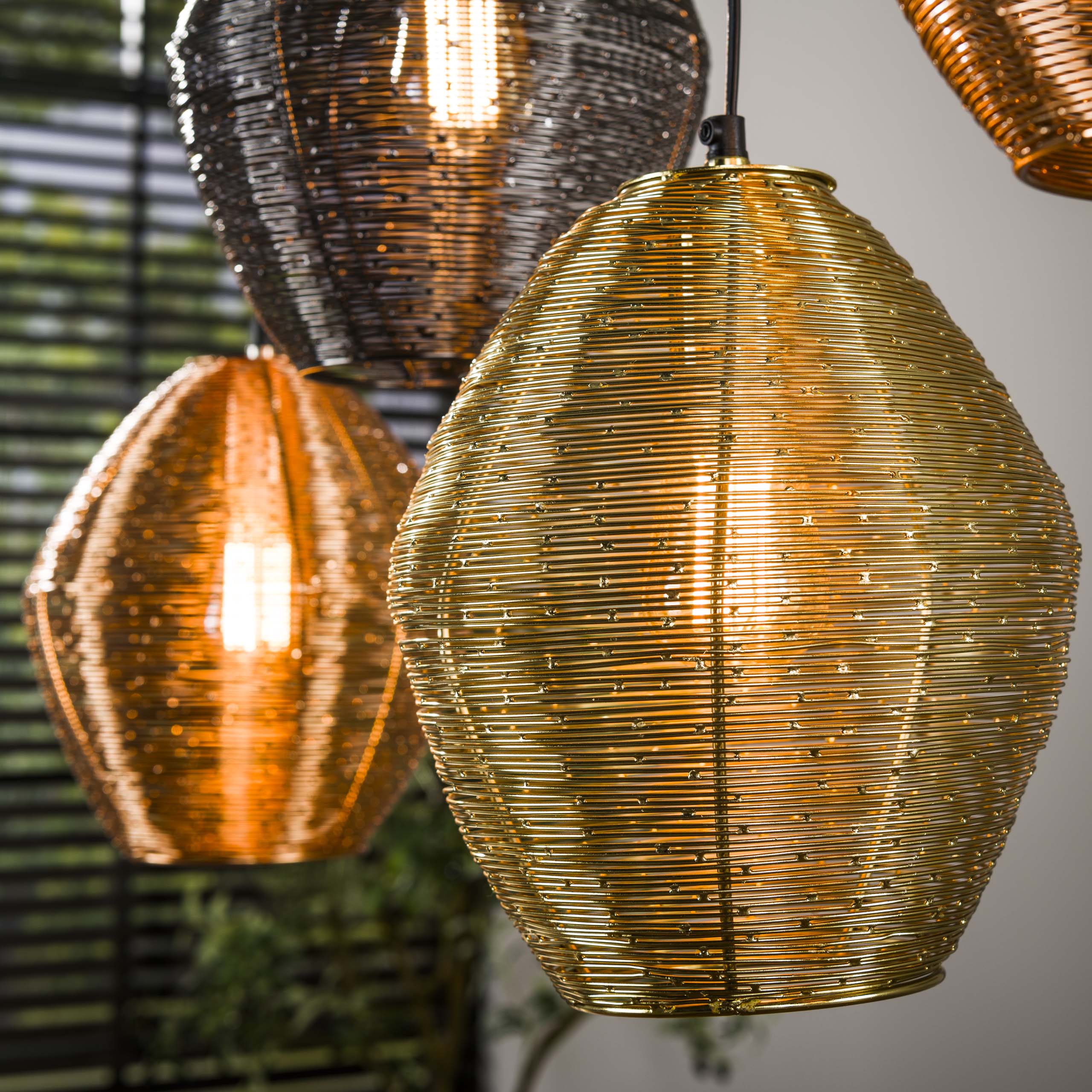 Hanglamp Web 5 Lichts Mat Nikkel Mix