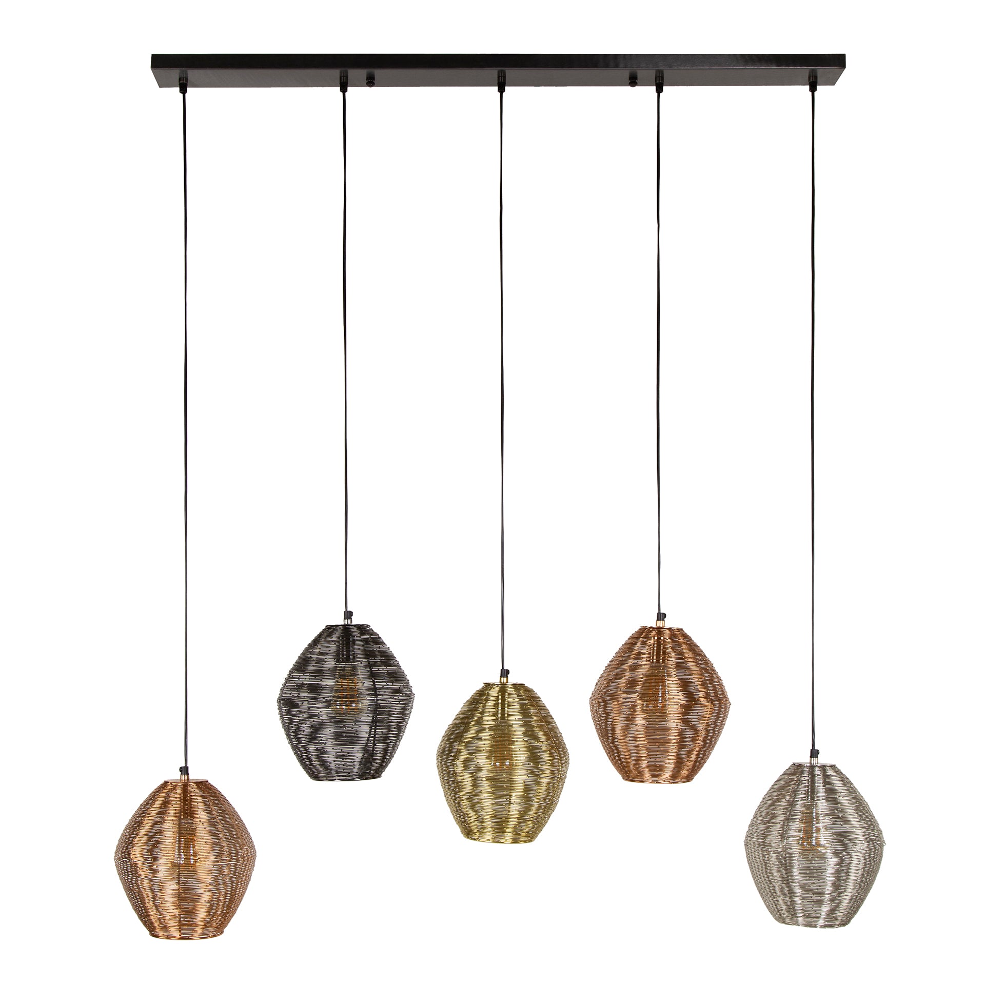 Hanglamp Web 5 Lichts Mat Nikkel Mix