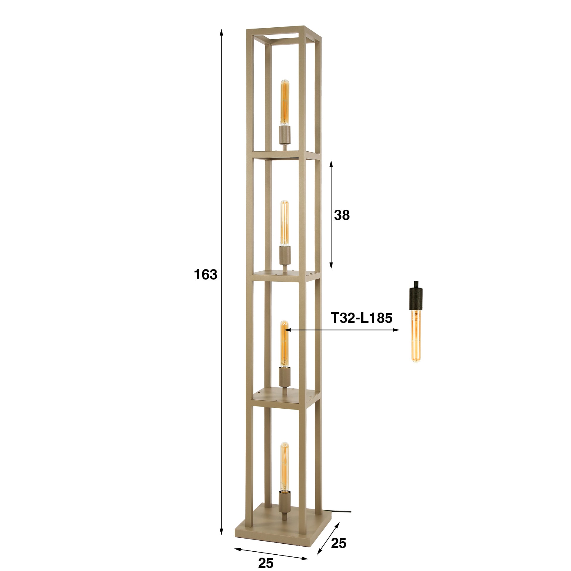 Vloerlamp Quadra 4 Lichts Beige