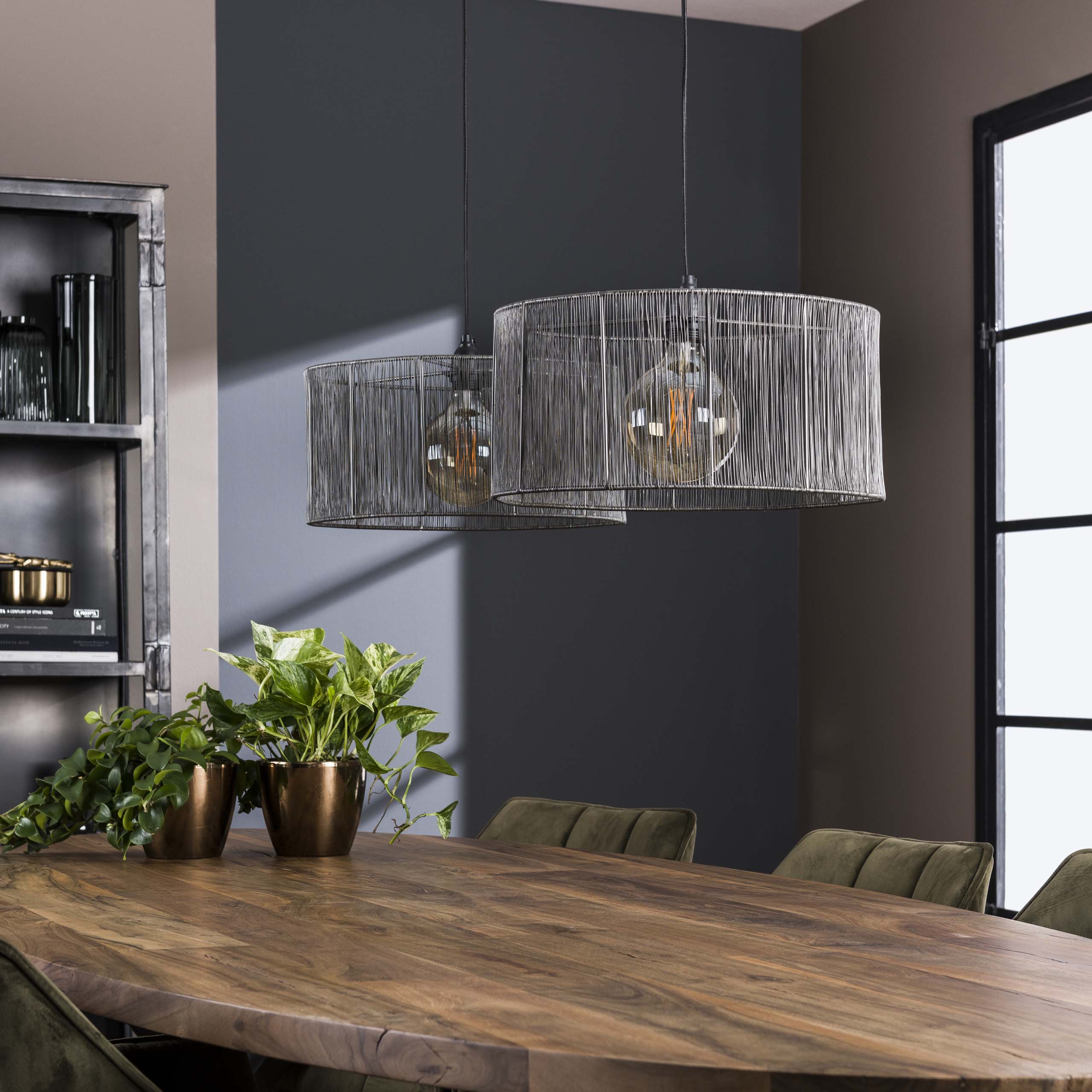 Hanglamp Stringshade 2 Lichts Zwart Nikkel