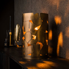 Tafellamp Patch Cylinder 1 Lichts Antiek Brons