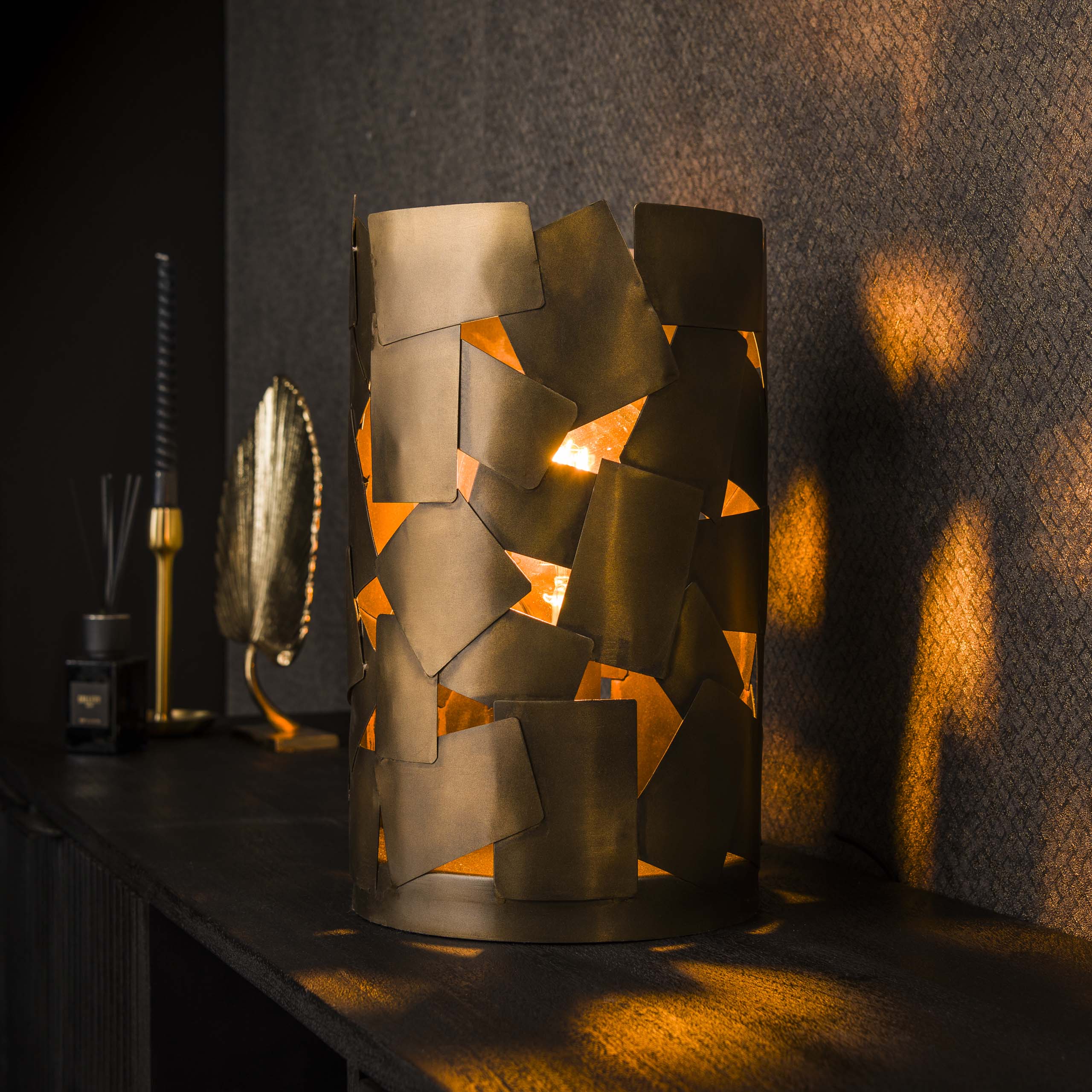 Tafellamp Patch Cylinder 1-lichts / Antiek brons