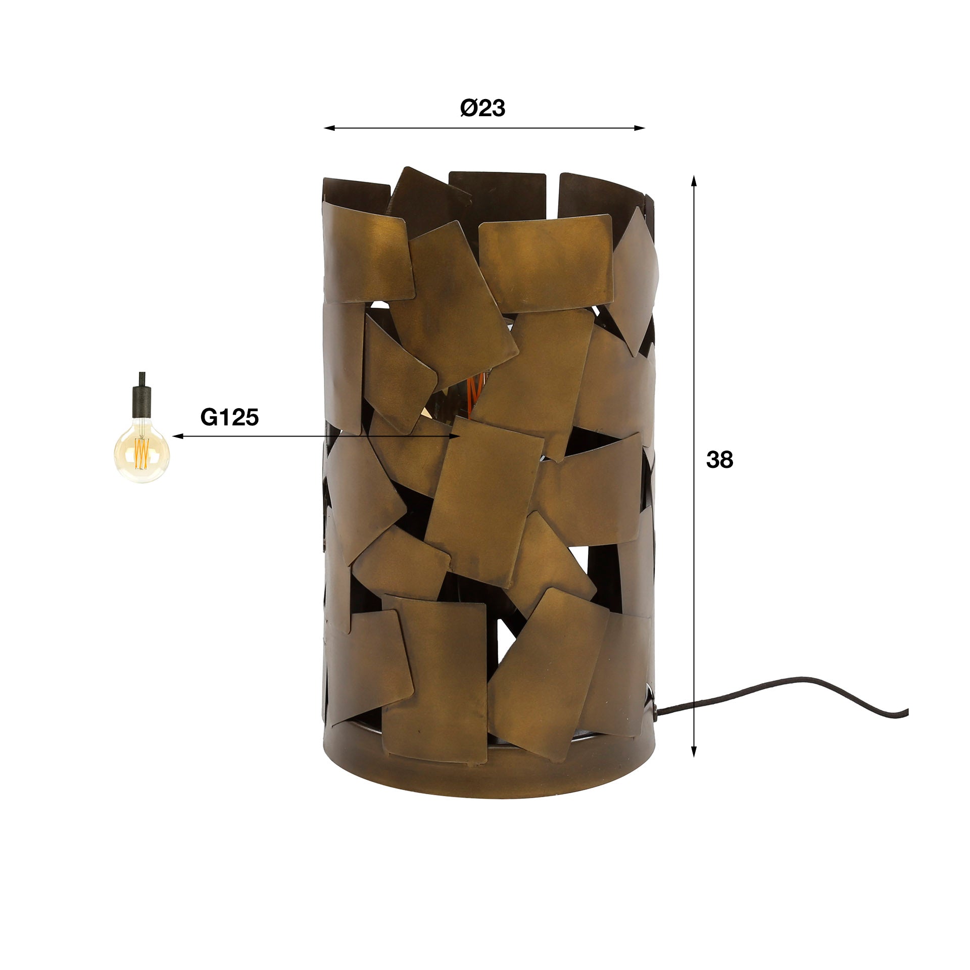 Tafellamp Patch Cylinder 1 Lichts Antiek Brons