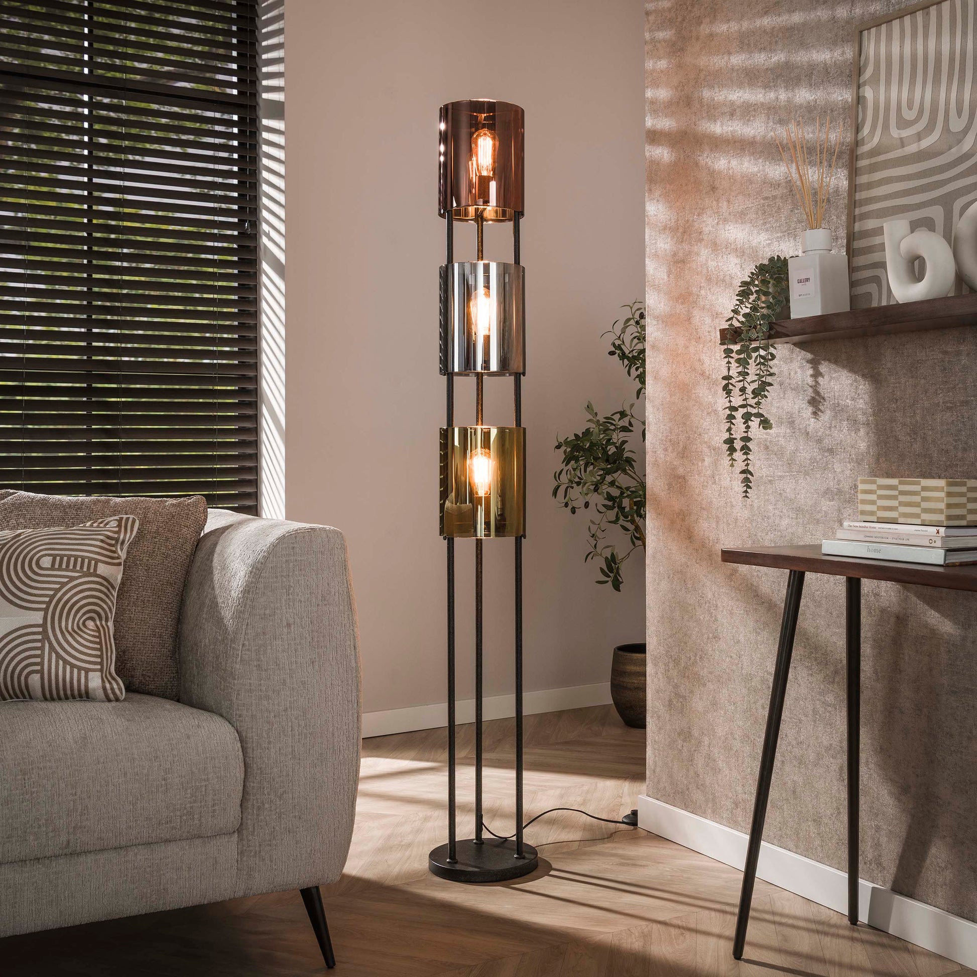 Vloerlamp Lucente Tricolore 3-lichts / Artic zwart
