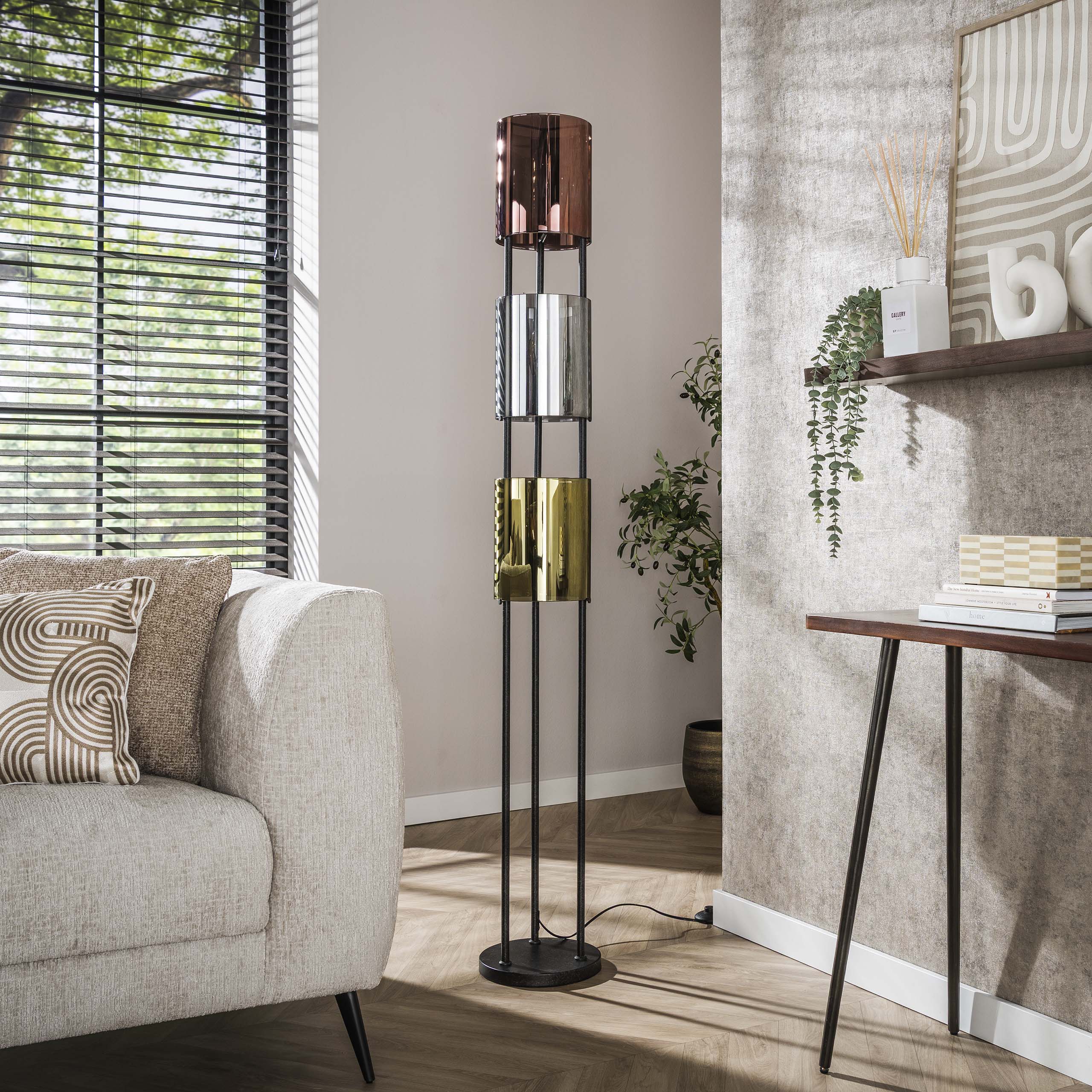 Vloerlamp Lucente Tricolore 3 Lichts Artic Zwart