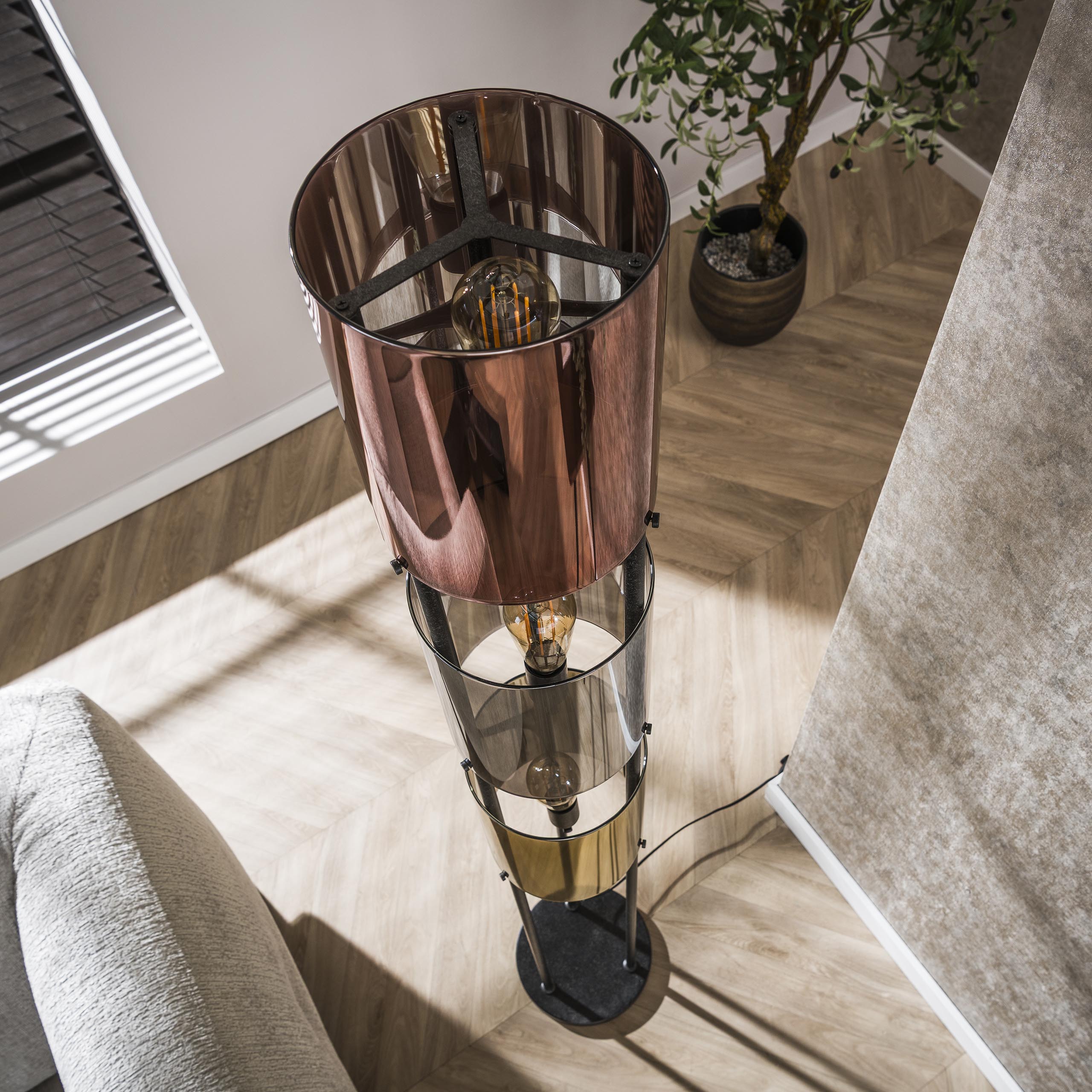Vloerlamp Lucente Tricolore 3 Lichts Artic Zwart
