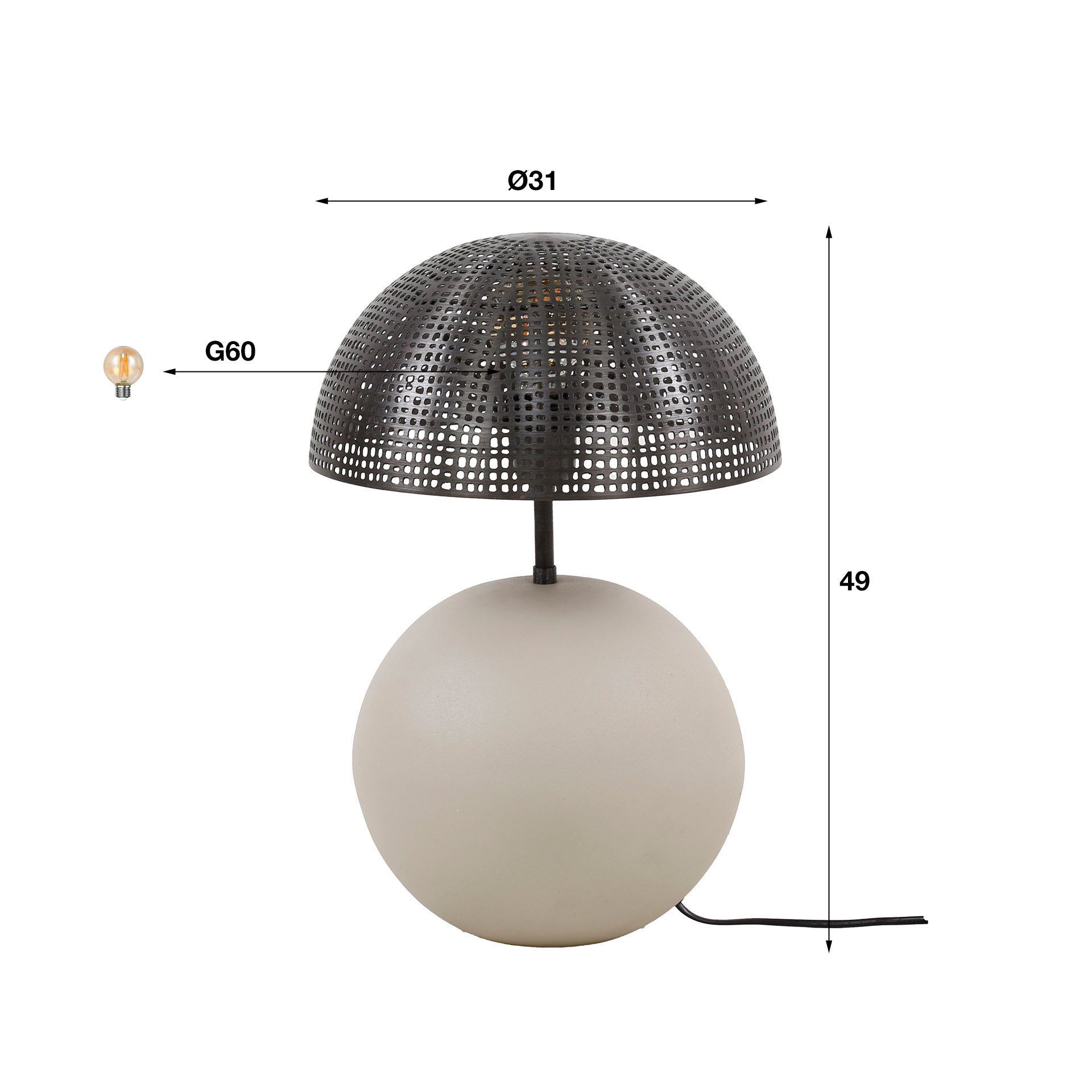 Tafellamp Sphere 1 Lichts Mat Beige