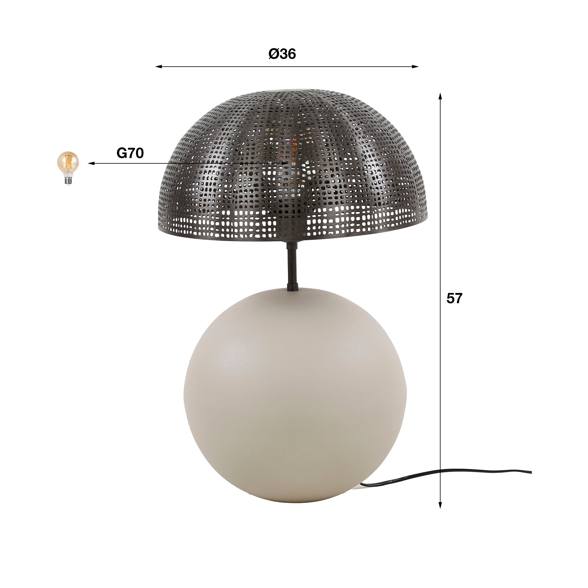 Tafellamp Sphere L 1 Lichts Mat Beige