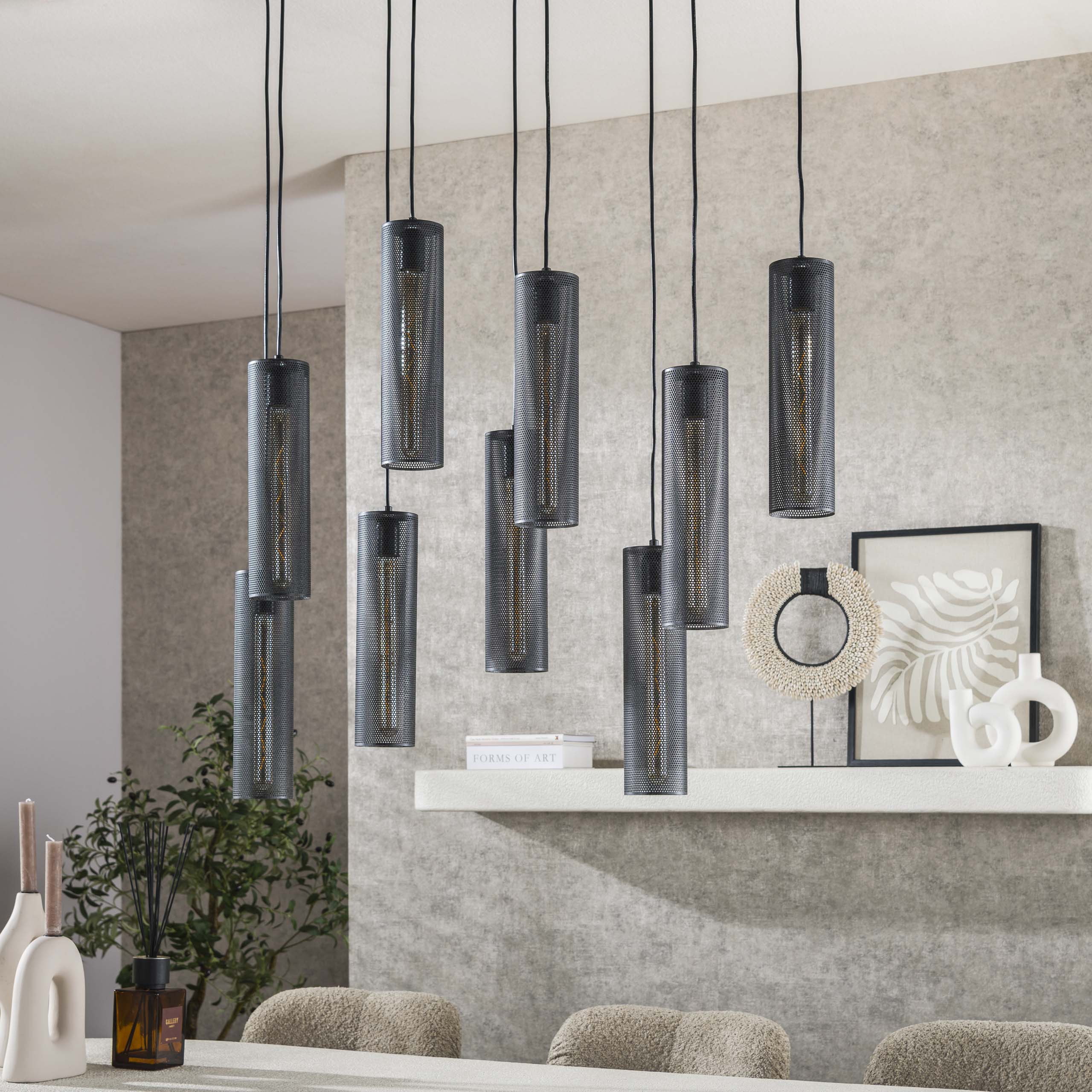 Hanglamp Tube Mesh 5 4 Lichts Artic Zwart