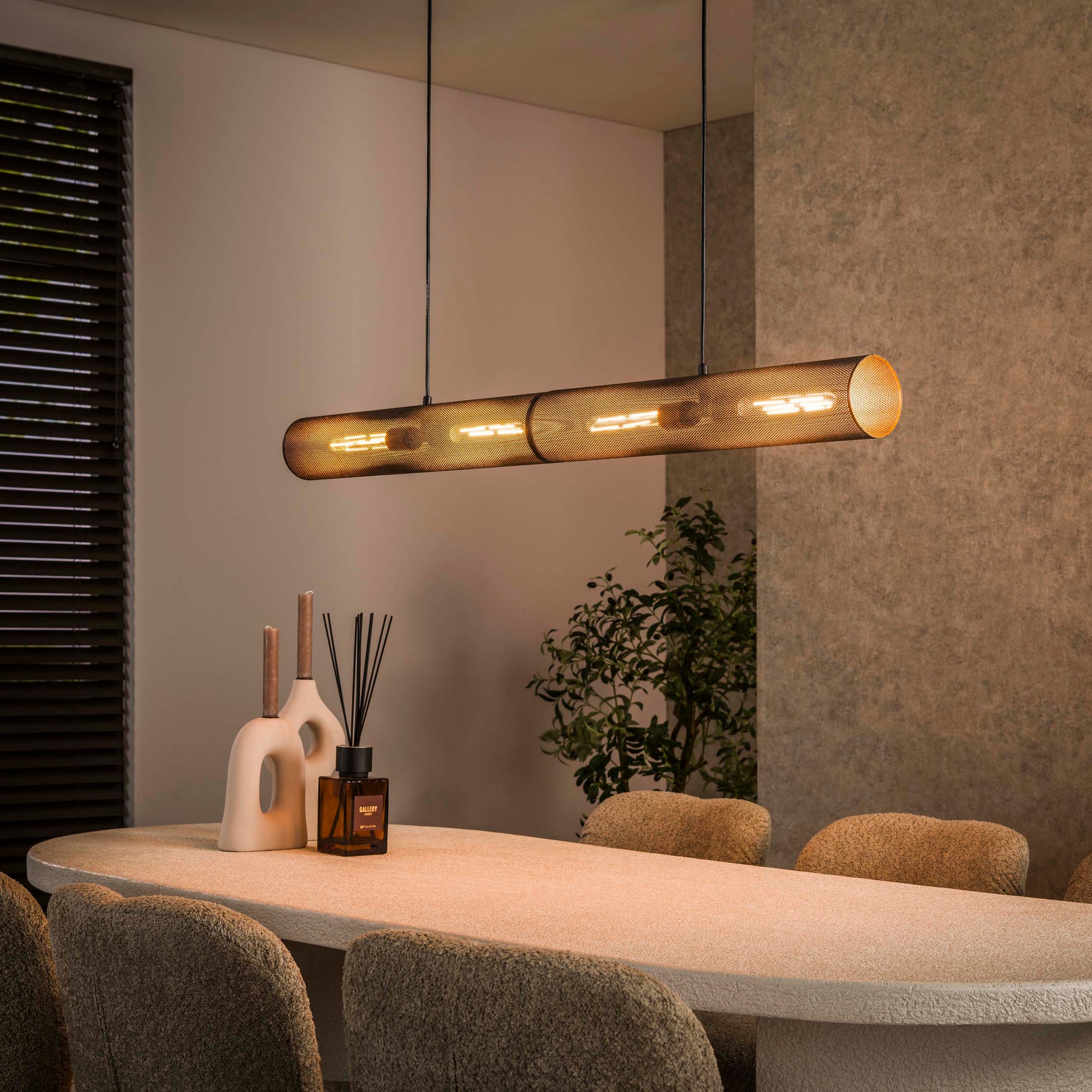 Hanglamp Tube Mesh 4-lichts 120cm / Artic zwart