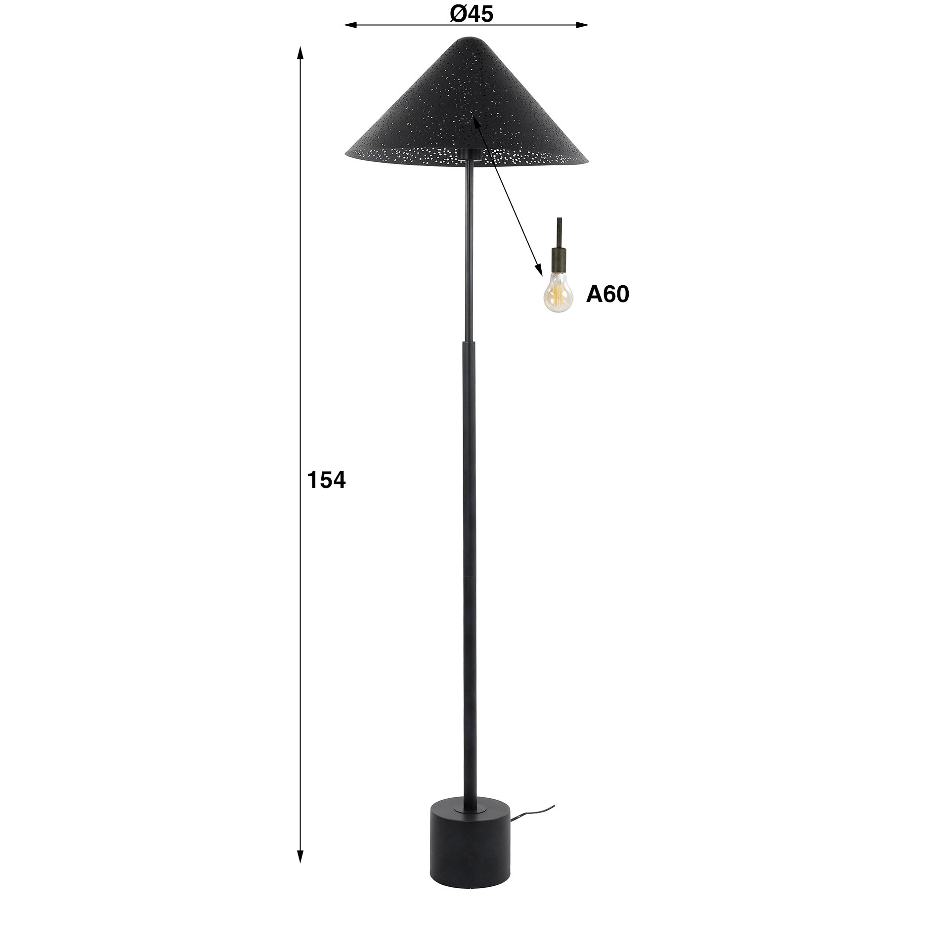 Vloerlamp Kosmos 1 Lichts Charcoal