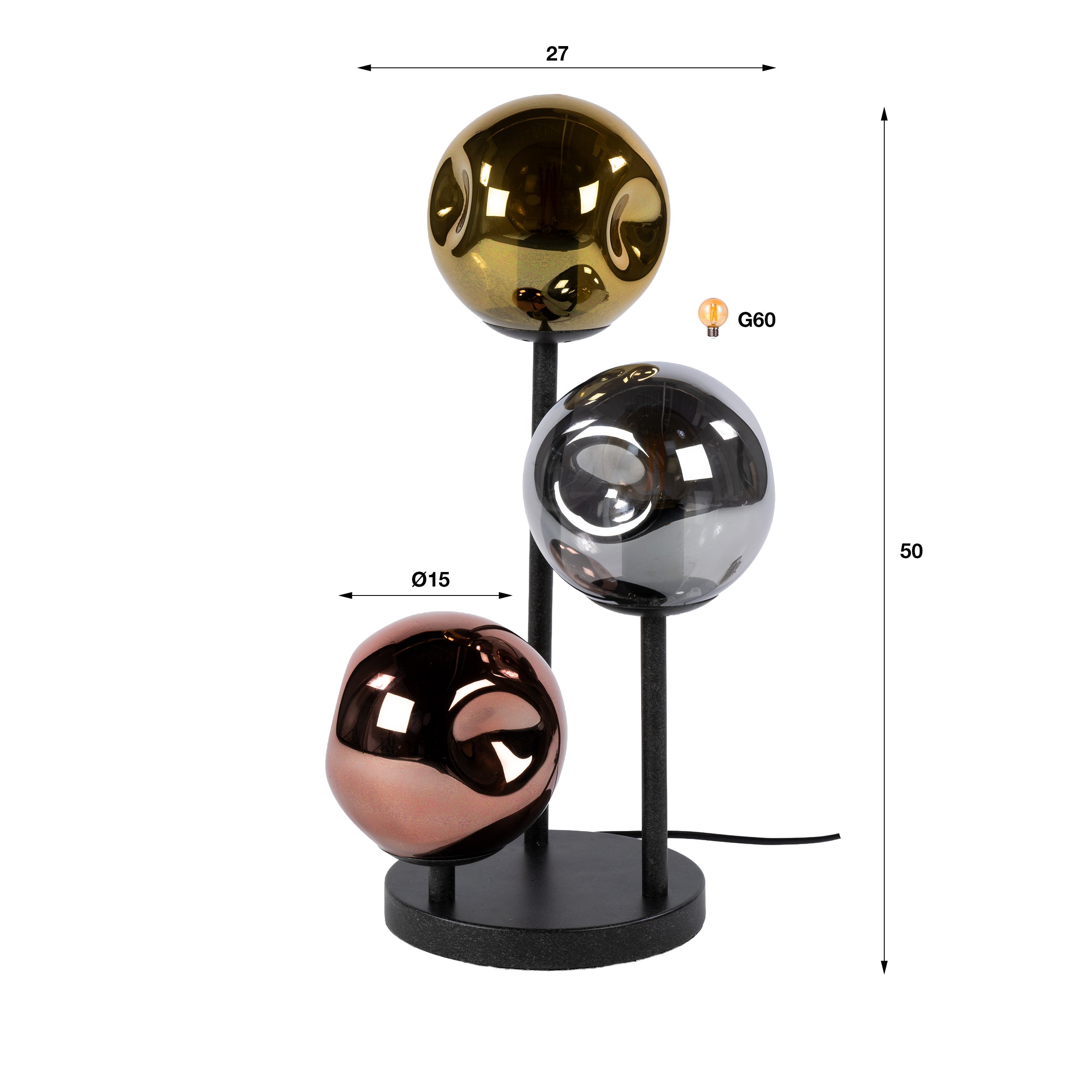Tafellamp Stellar 3-lichts / Artic zwart