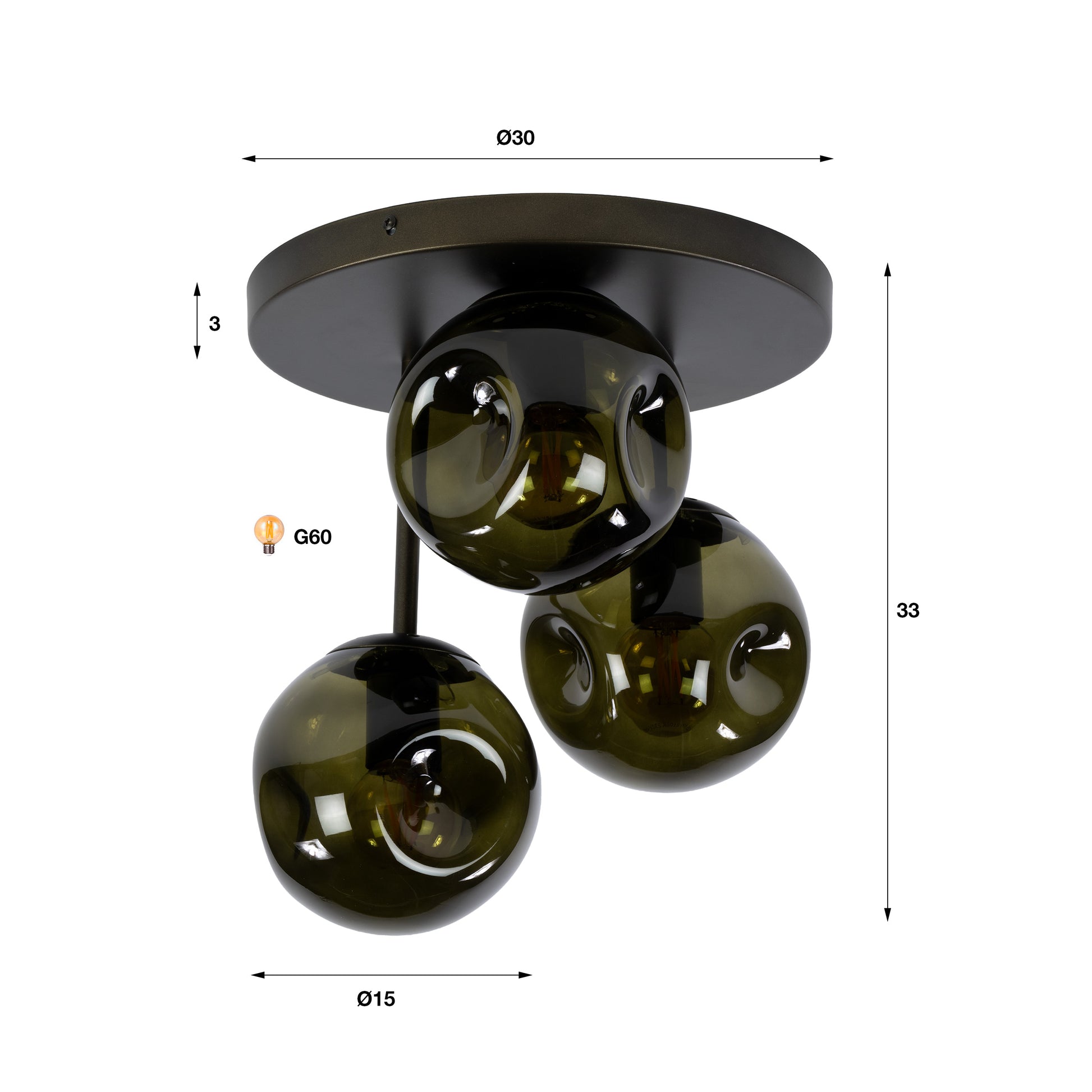Plafondlamp Stellar 3-lichts / Sienna bruin