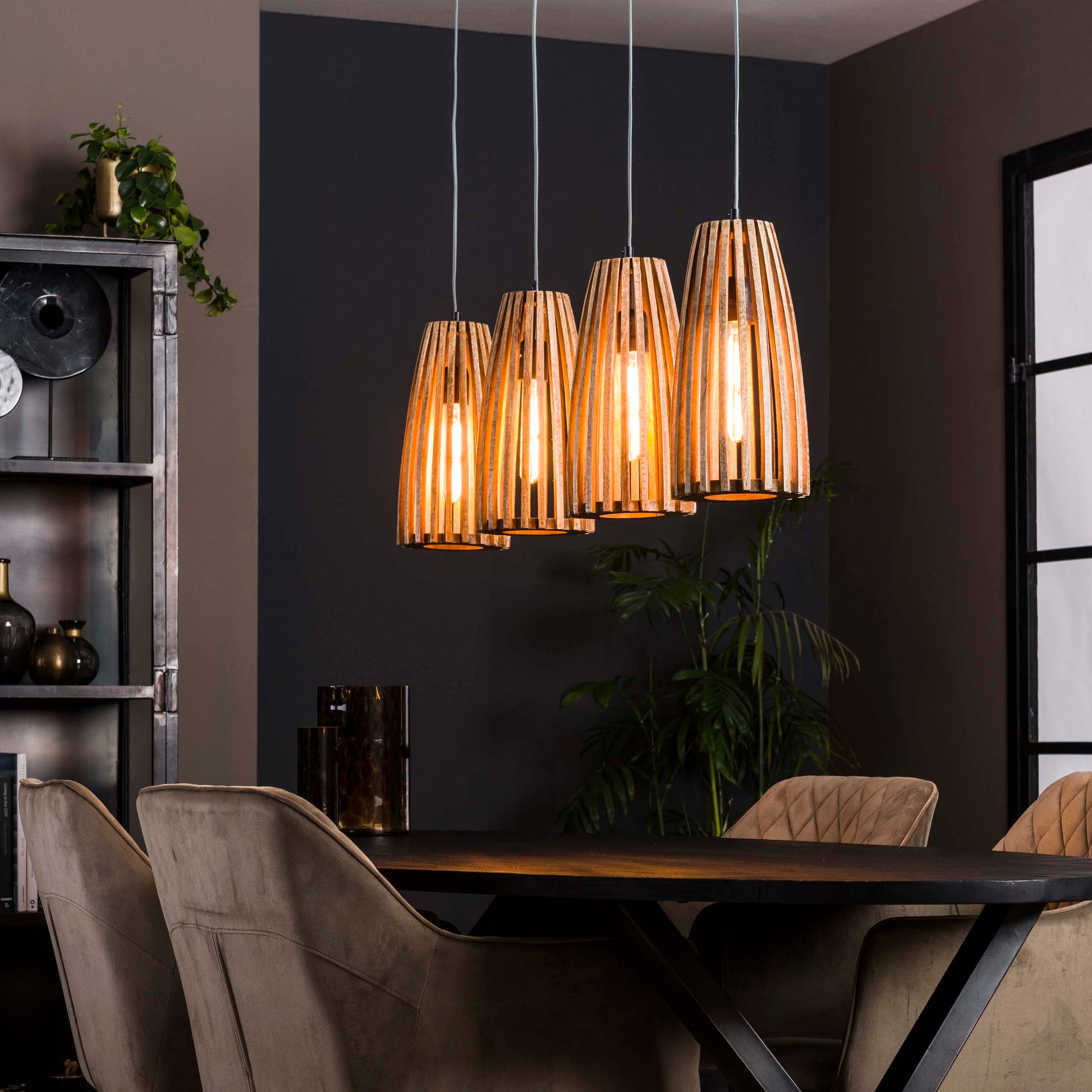 Hanglamp Launch 4-lichts / Massief mango