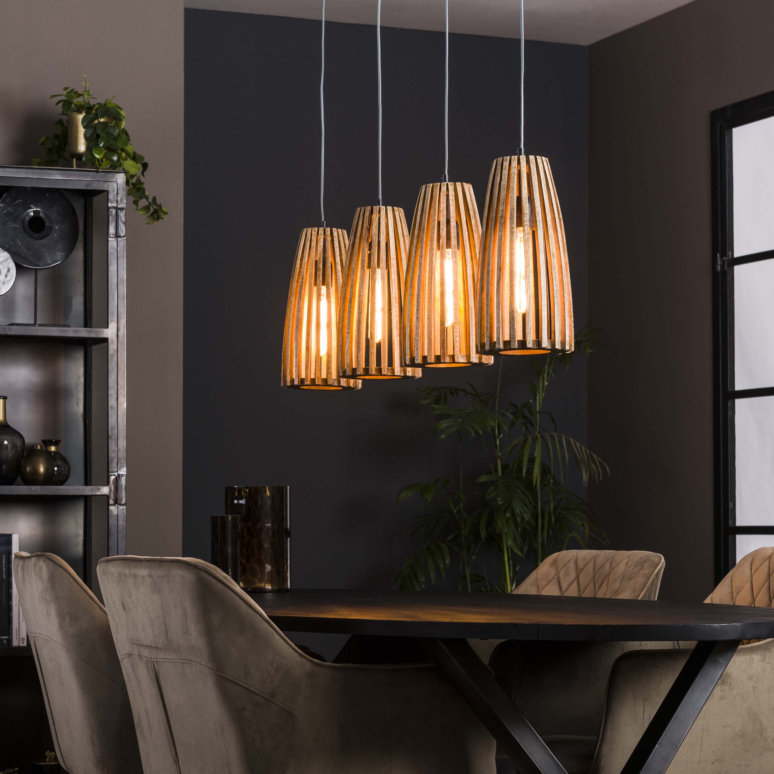 Hanglamp Launch 4-lichts / Massief mango