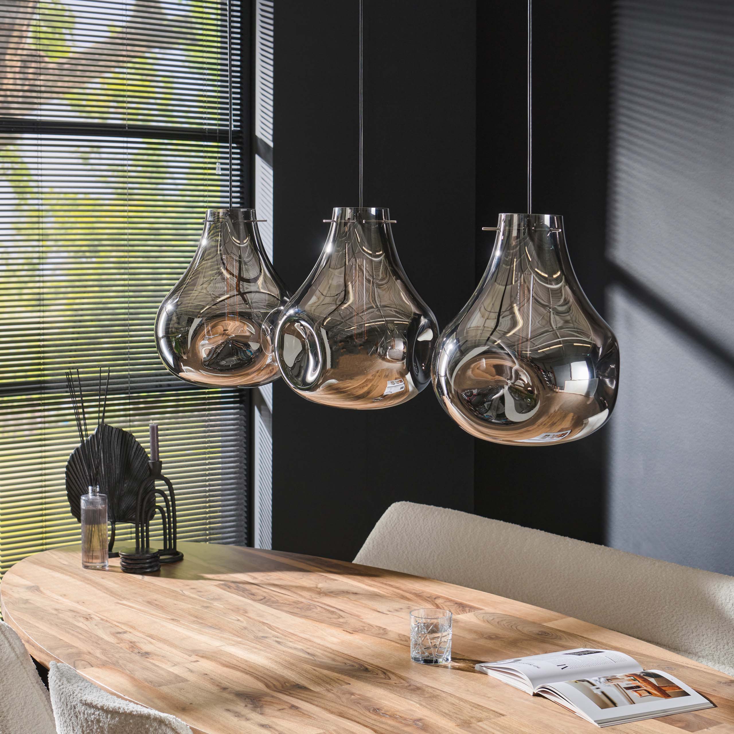 Hanglamp Dent Glass 3-lichts / Artic zwart