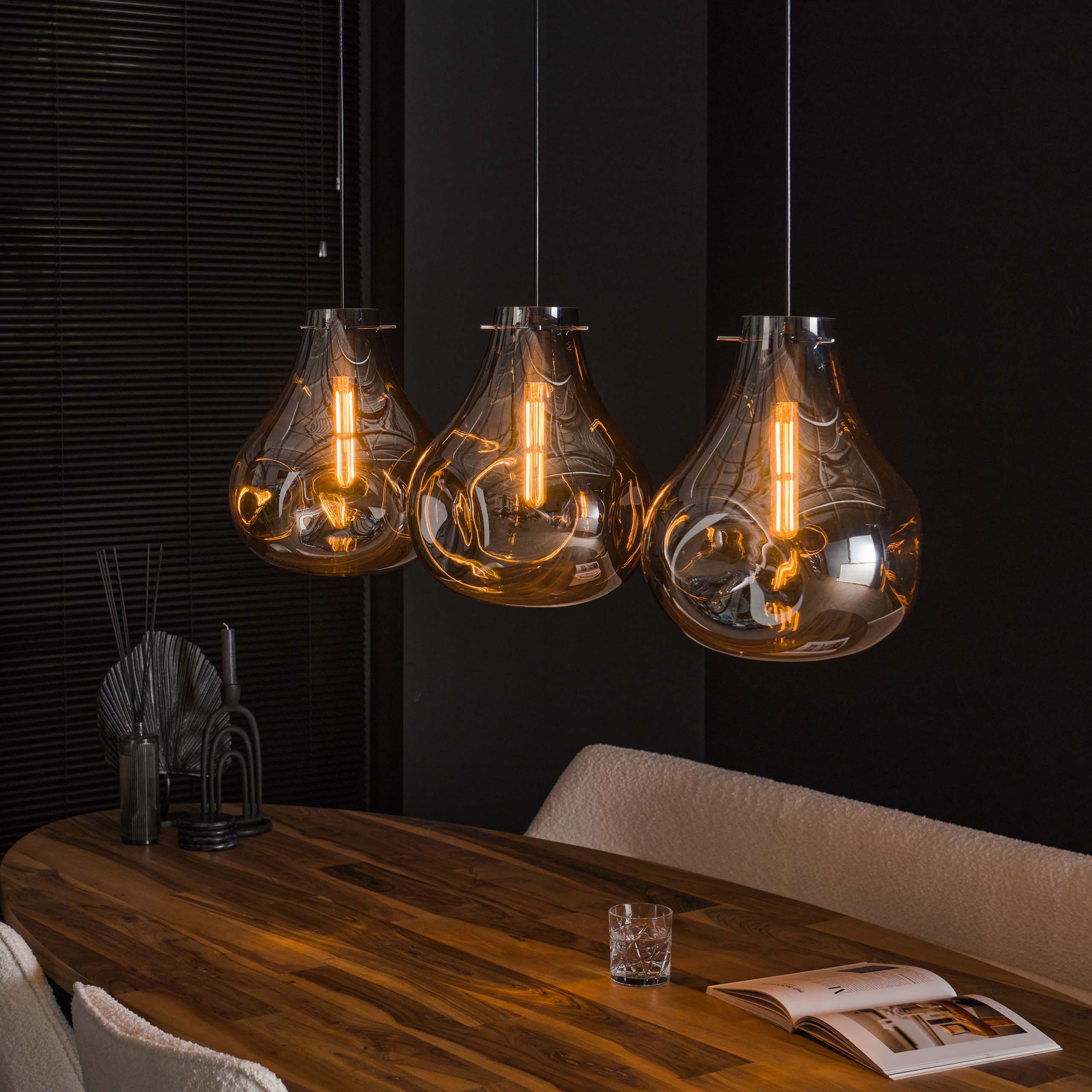 Hanglamp Dent Glass 3 Lichts Artic Zwart