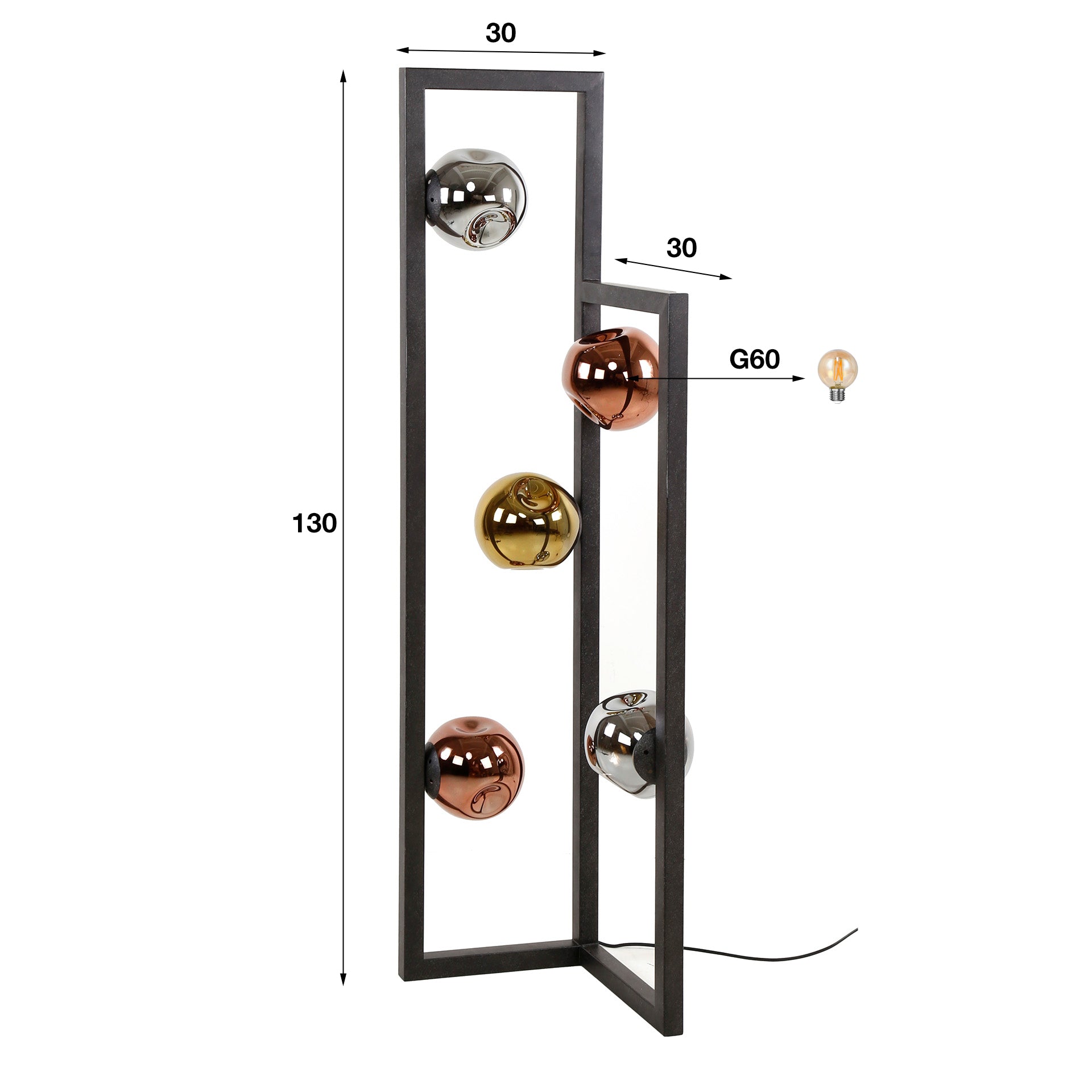 Vloerlamp Stellar 5 Lichts Artic Zwart