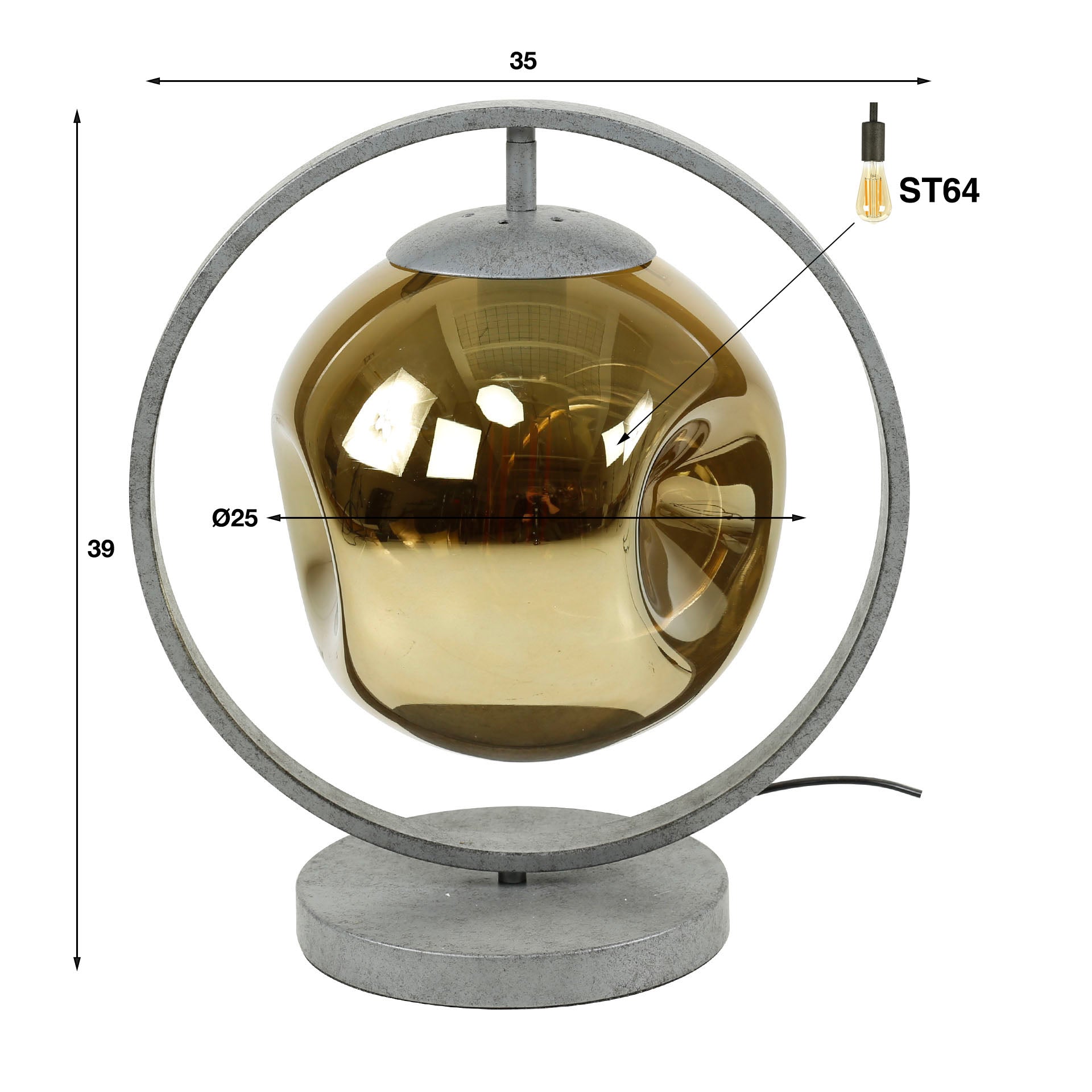 Tafellamp Stellar 1 Lichts Oud Zilver