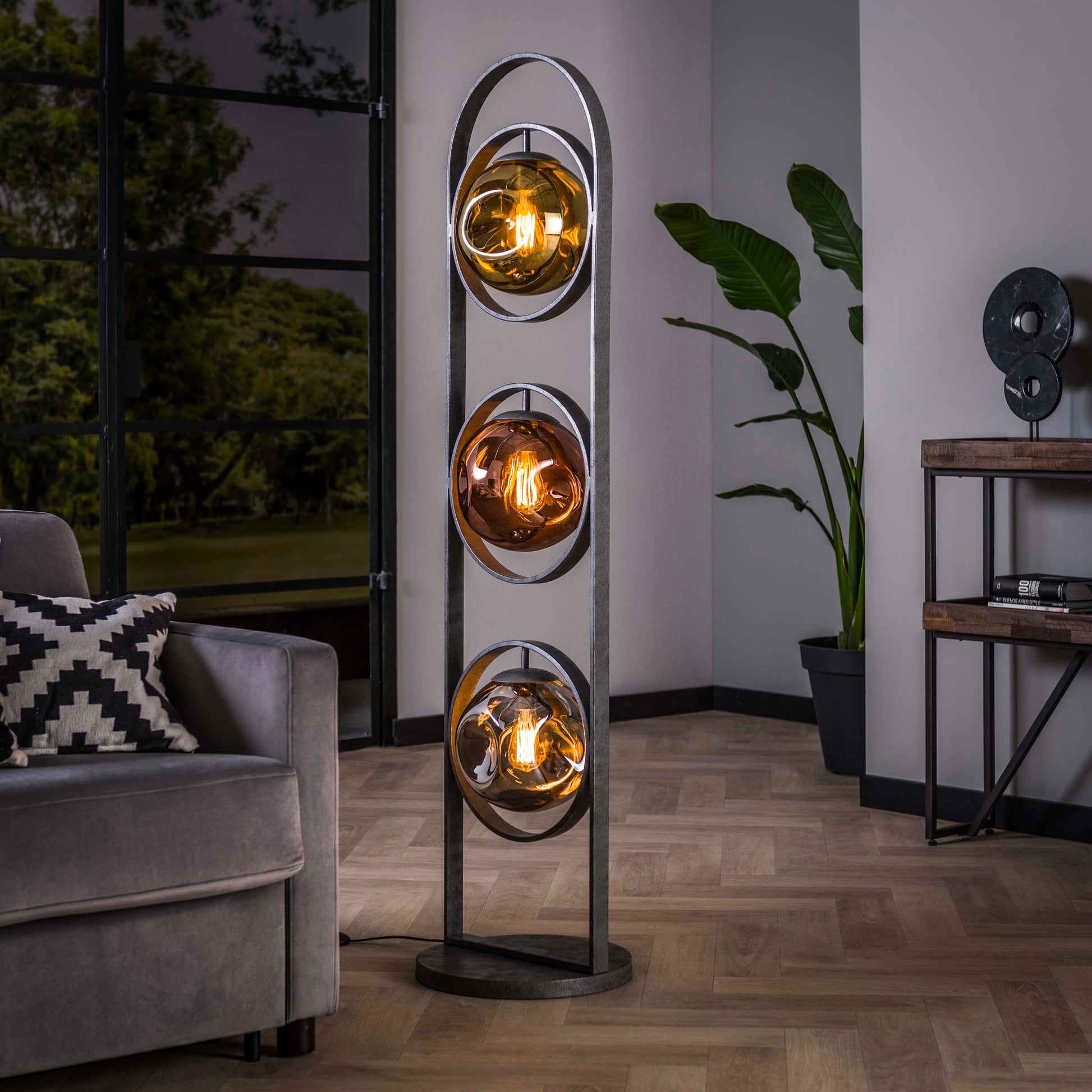 Vloerlamp Stellar 3-lichts / Oud zilver