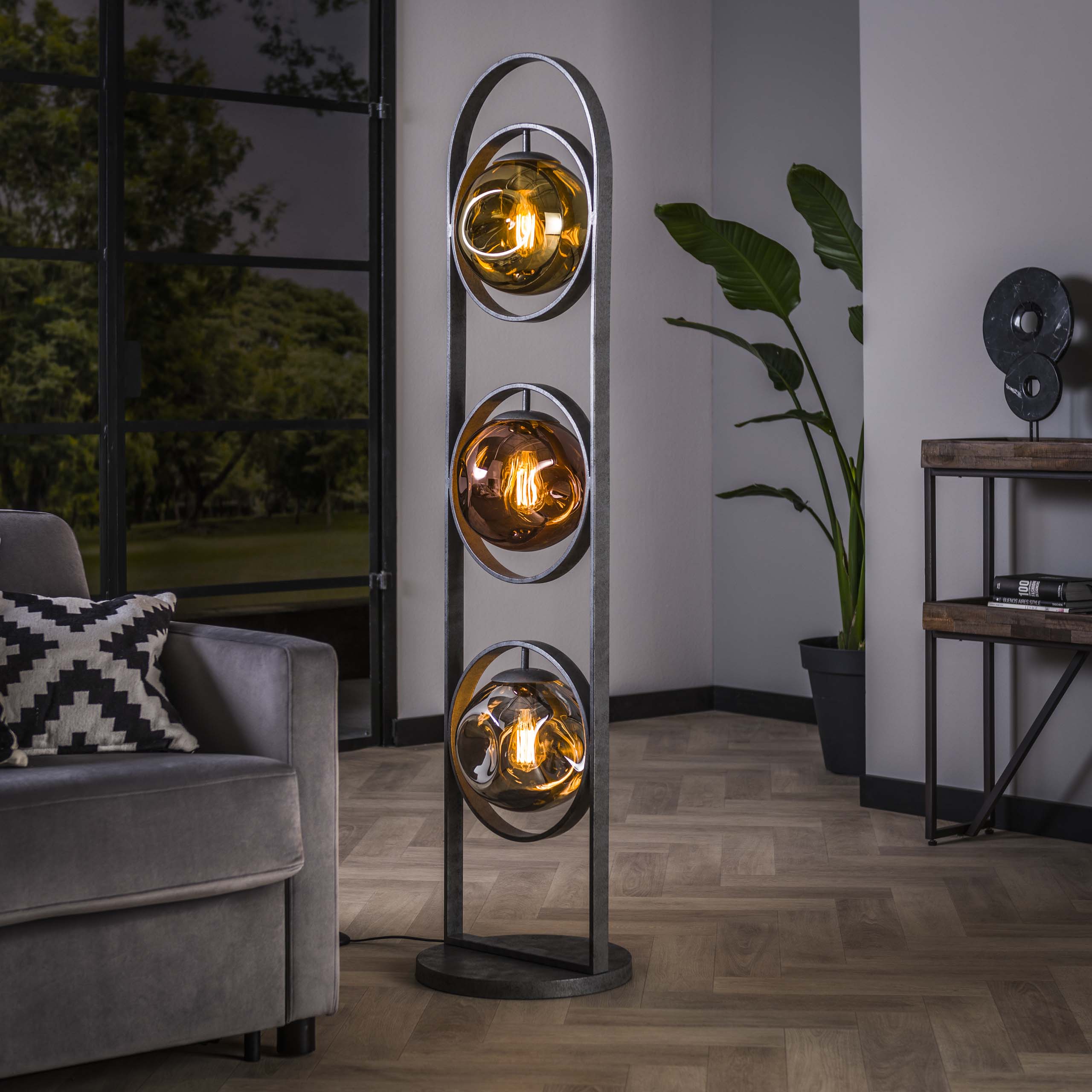 Vloerlamp Stellar 3-lichts / Oud zilver