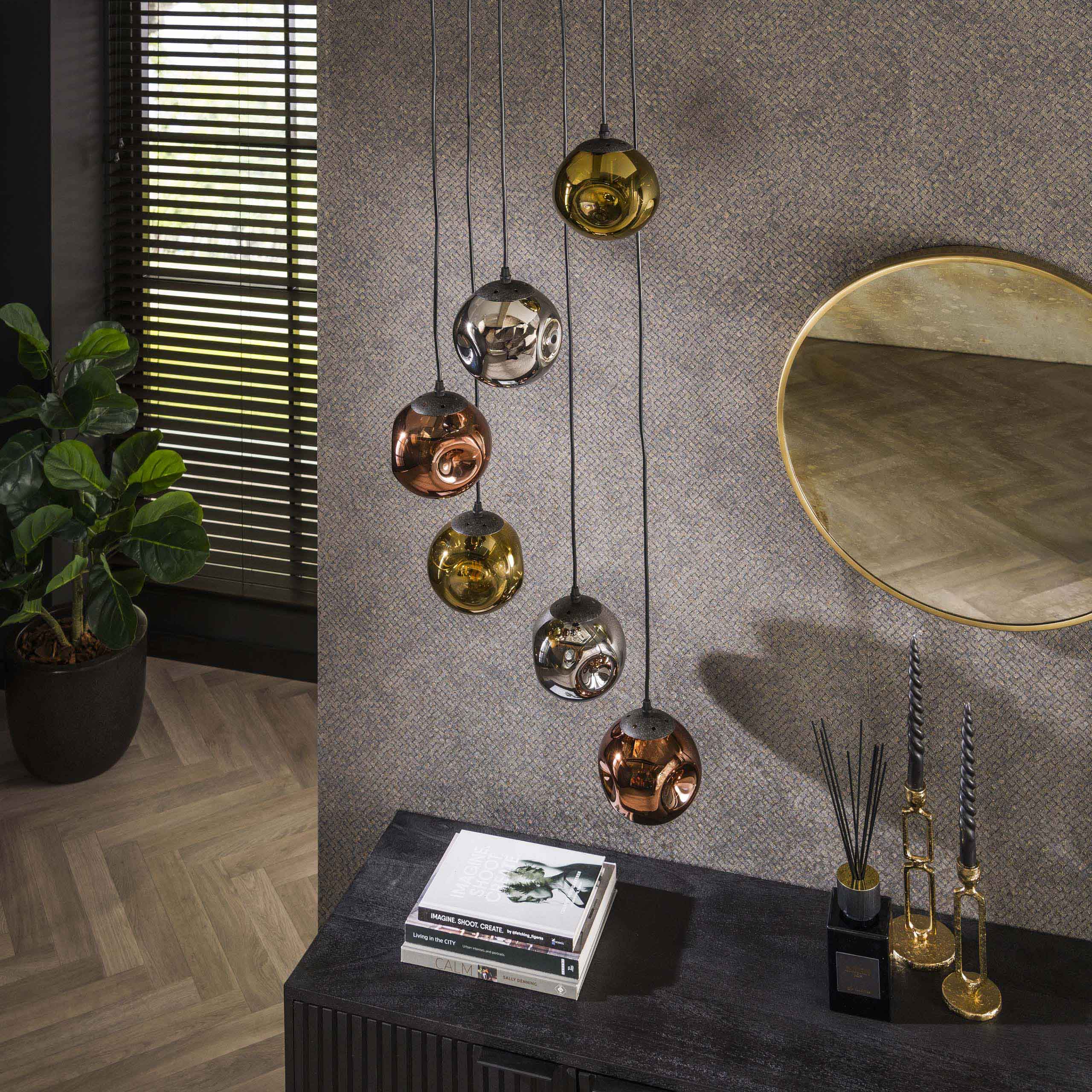 Hanglamp Stellar Getrapt 6 Lichts Artic Zwart