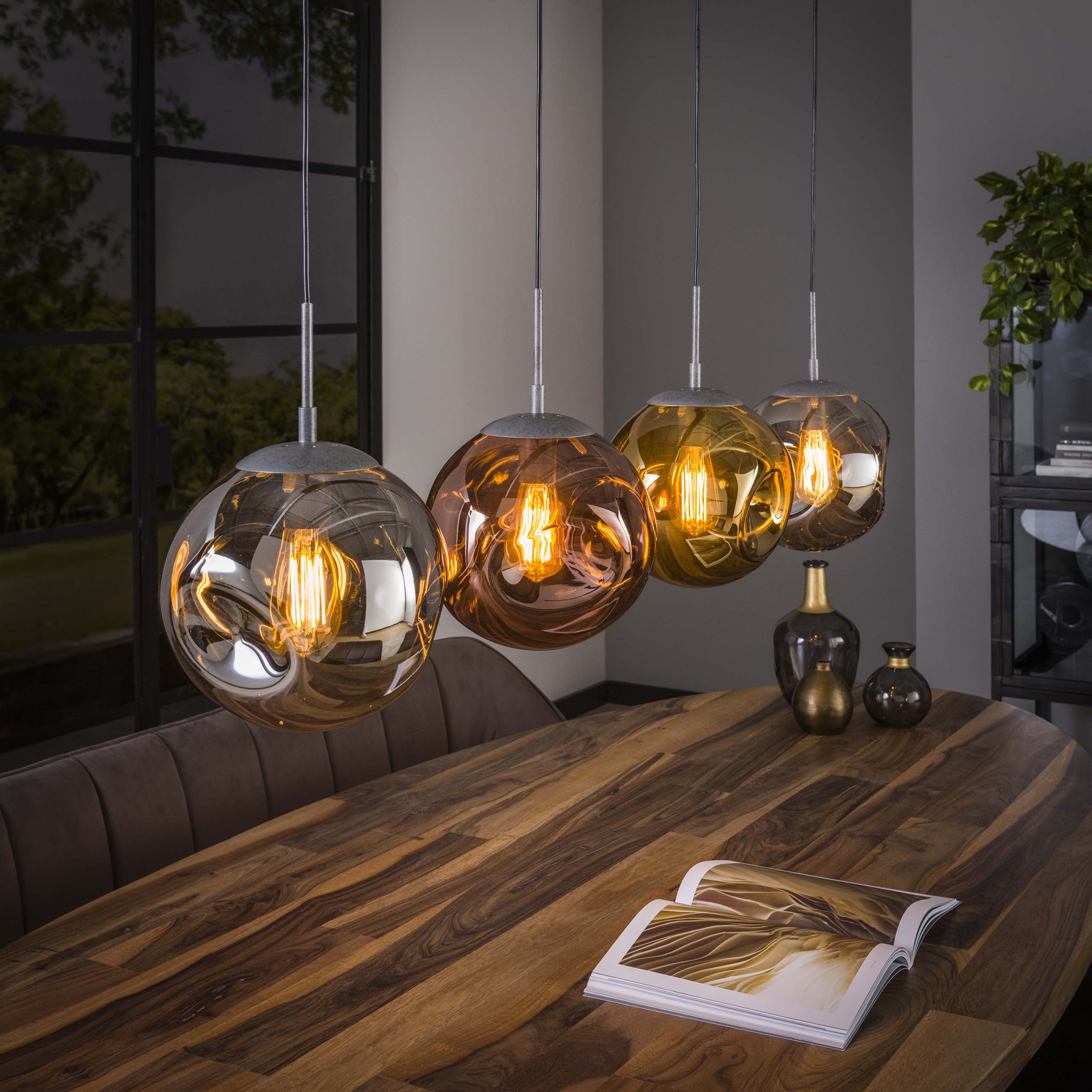 Hanglamp Stellar 4-lichts / Oud zilver