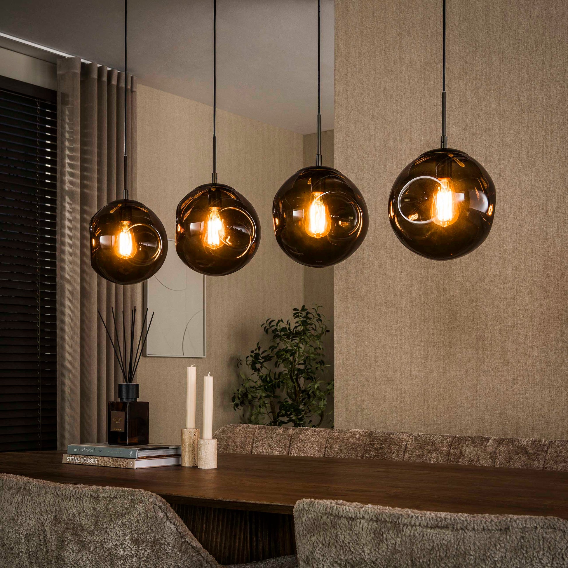 Hanglamp Stellar 4-lichts / Sienna bruin