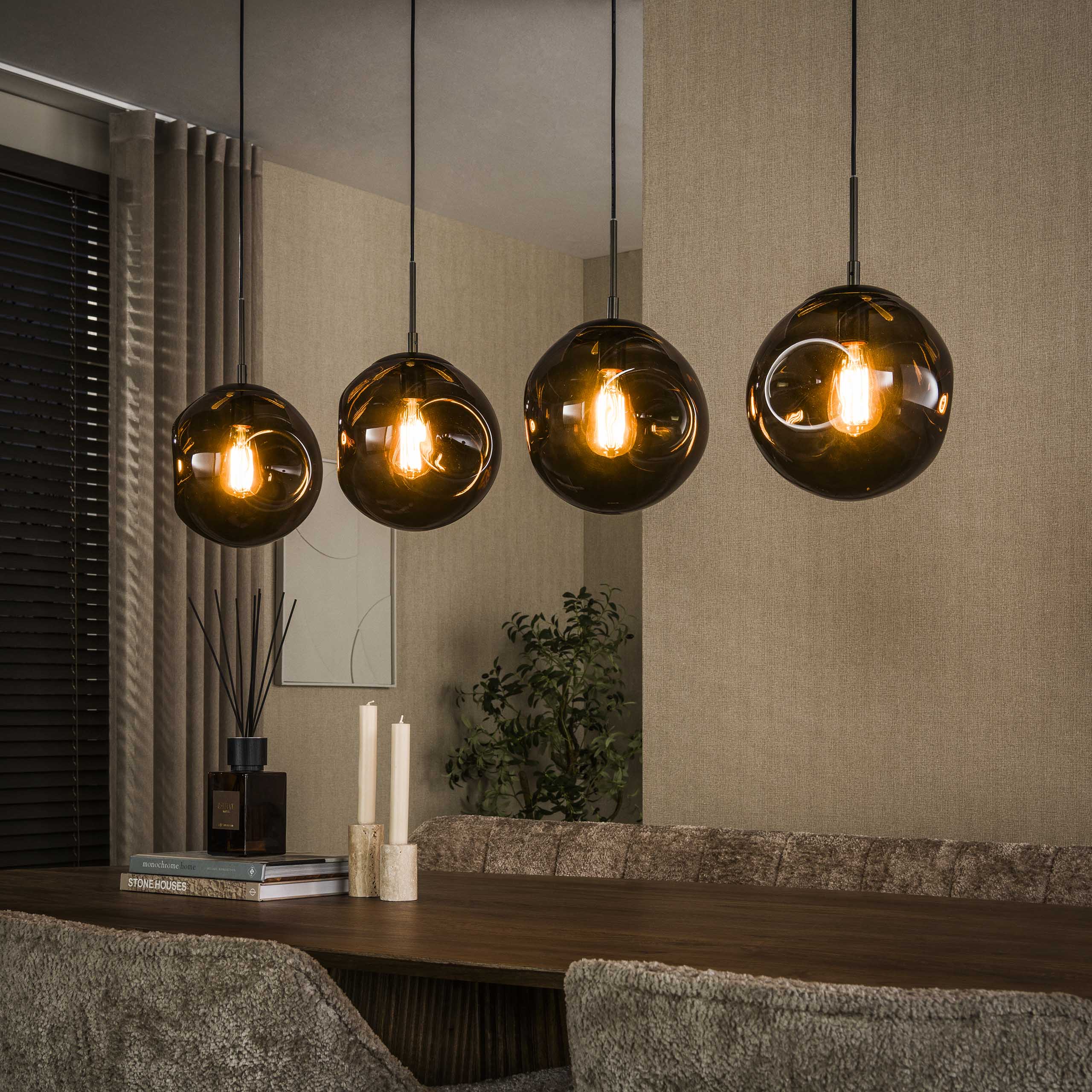 Hanglamp Stellar 4-lichts / Sienna bruin