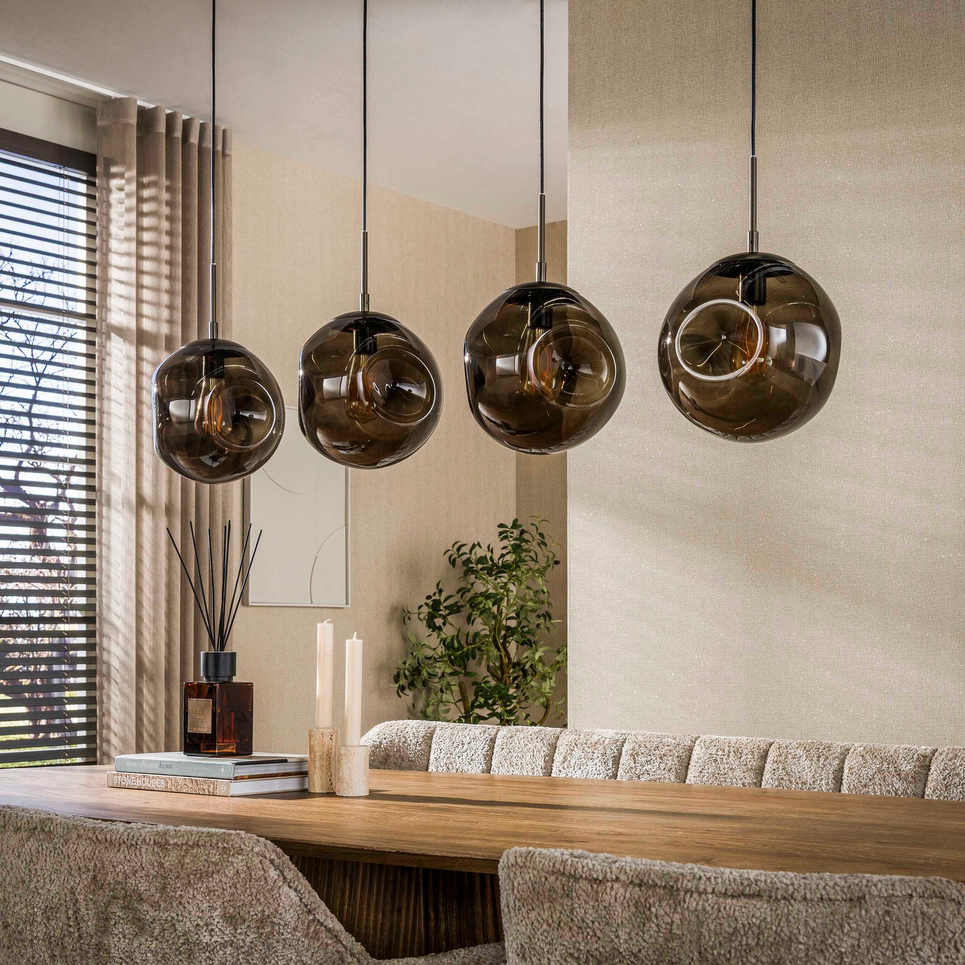 Hanglamp Stellar 4-lichts / Sienna bruin