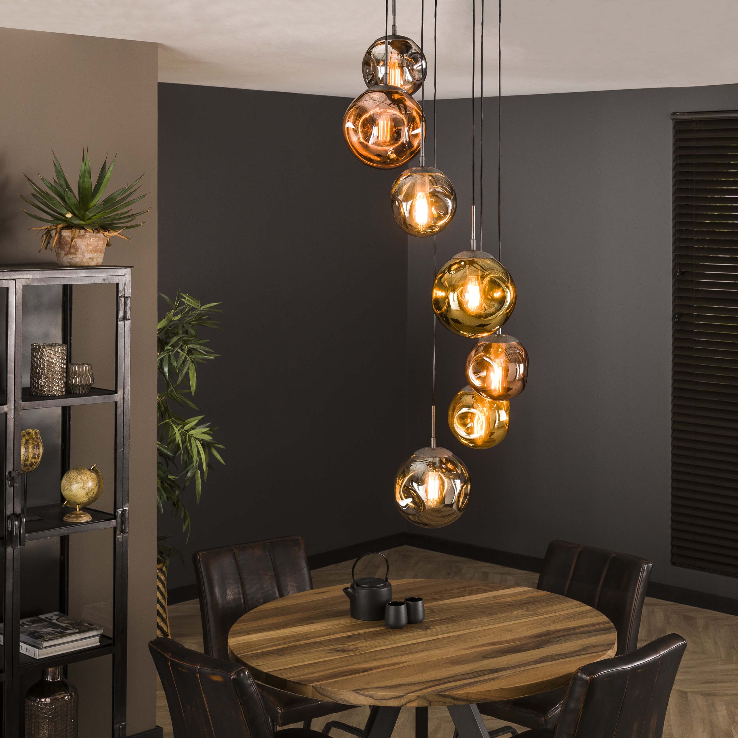 Hanglamp Stellar getrapt 7-lichts / Oud zilver