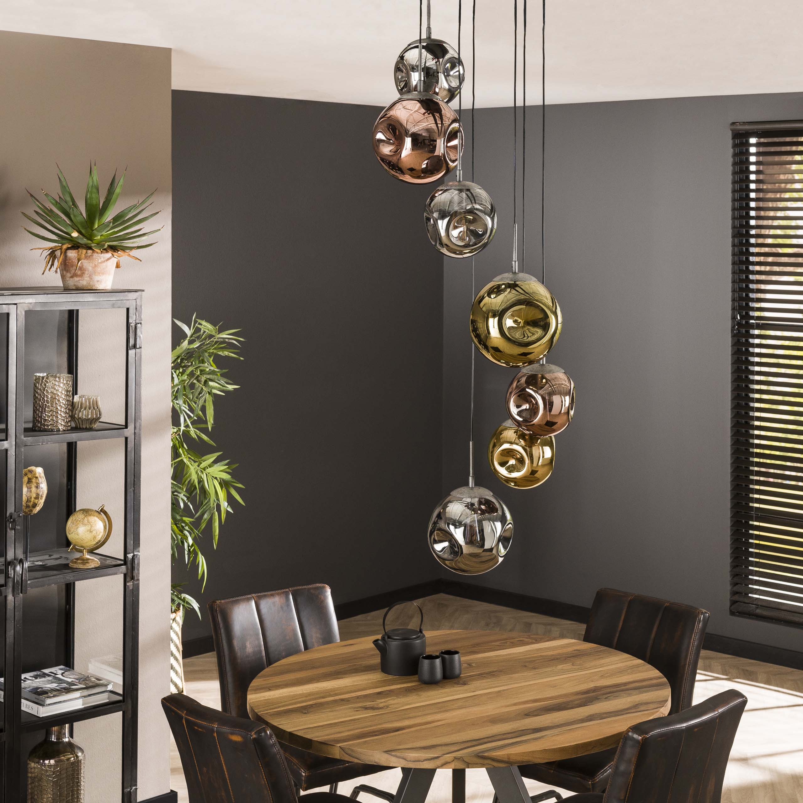 Hanglamp Stellar Getrapt 7 Lichts Oud Zilver