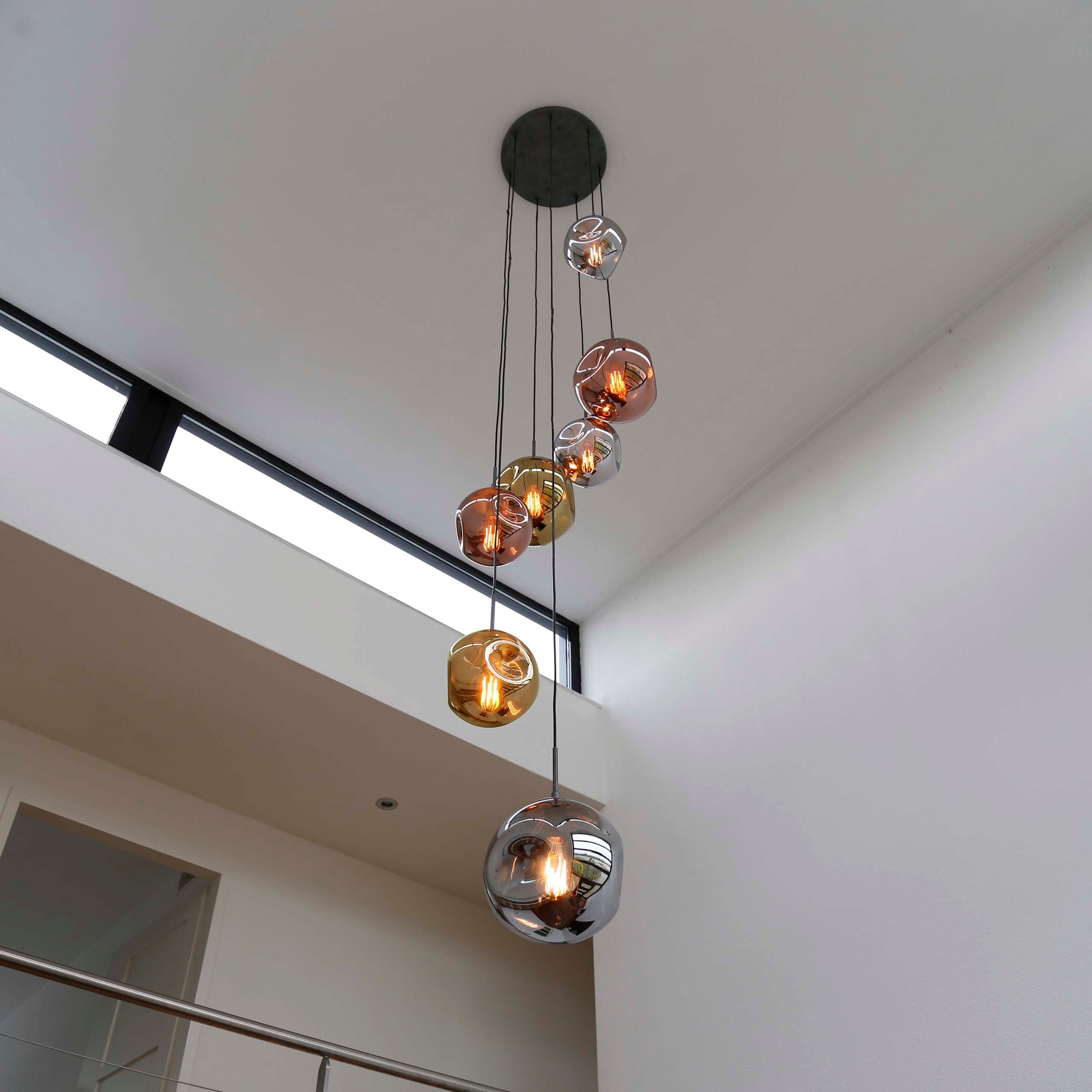Hanglamp Stellar Getrapt 7 Lichts Oud Zilver