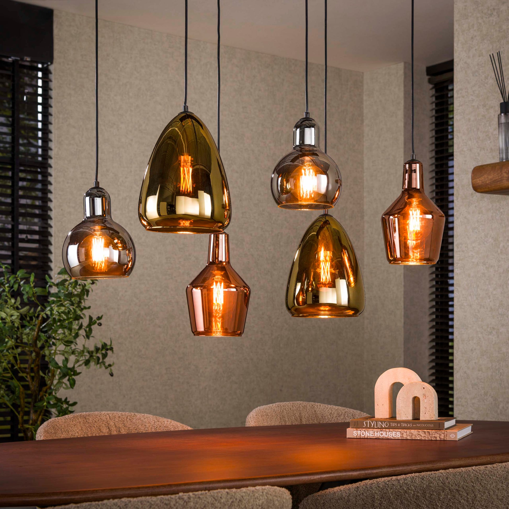 Hanglamp Tricolore 3+3-lichts / Artic zwart
